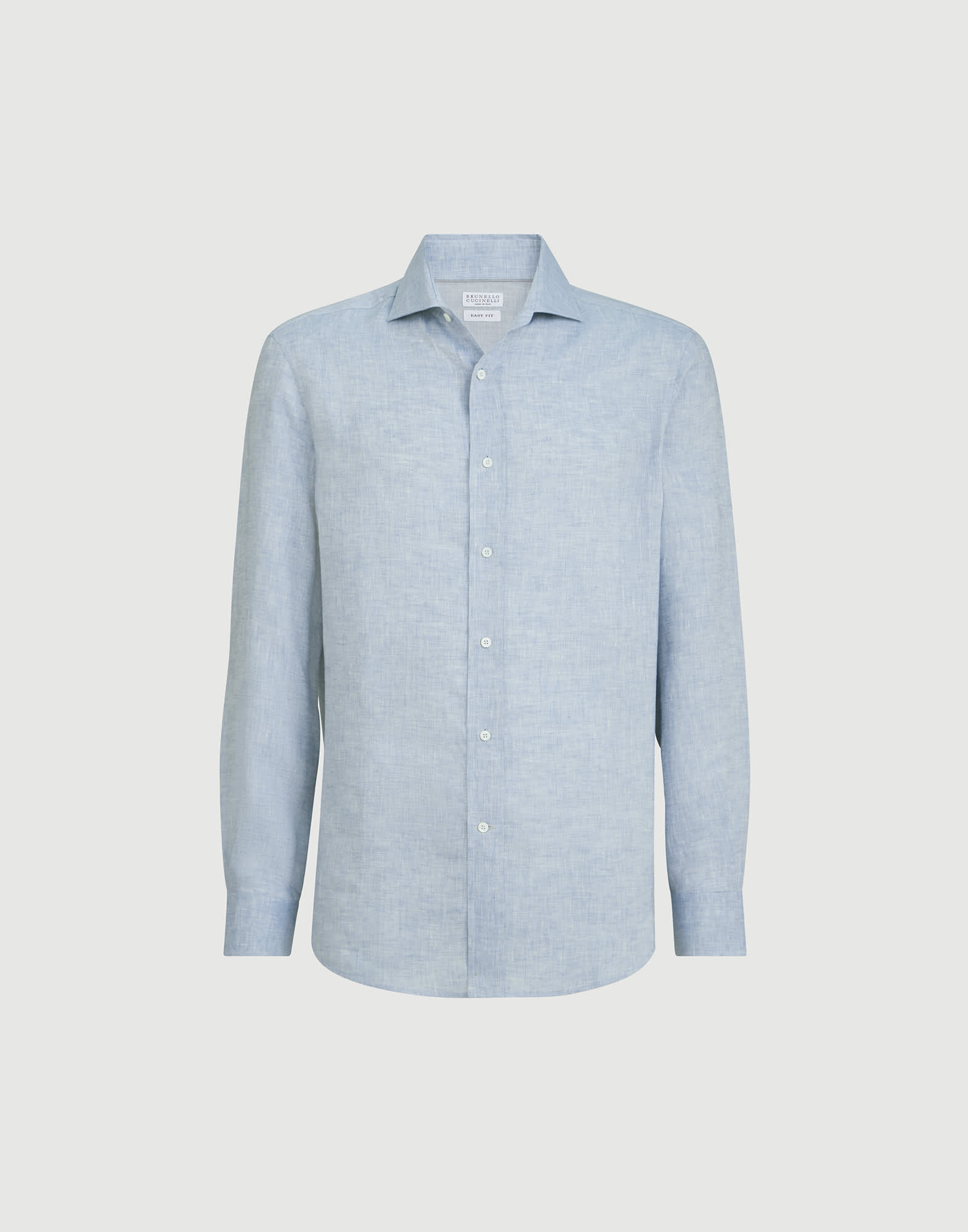 Linen shirt for Man in Azure | Brunello Cucinelli
