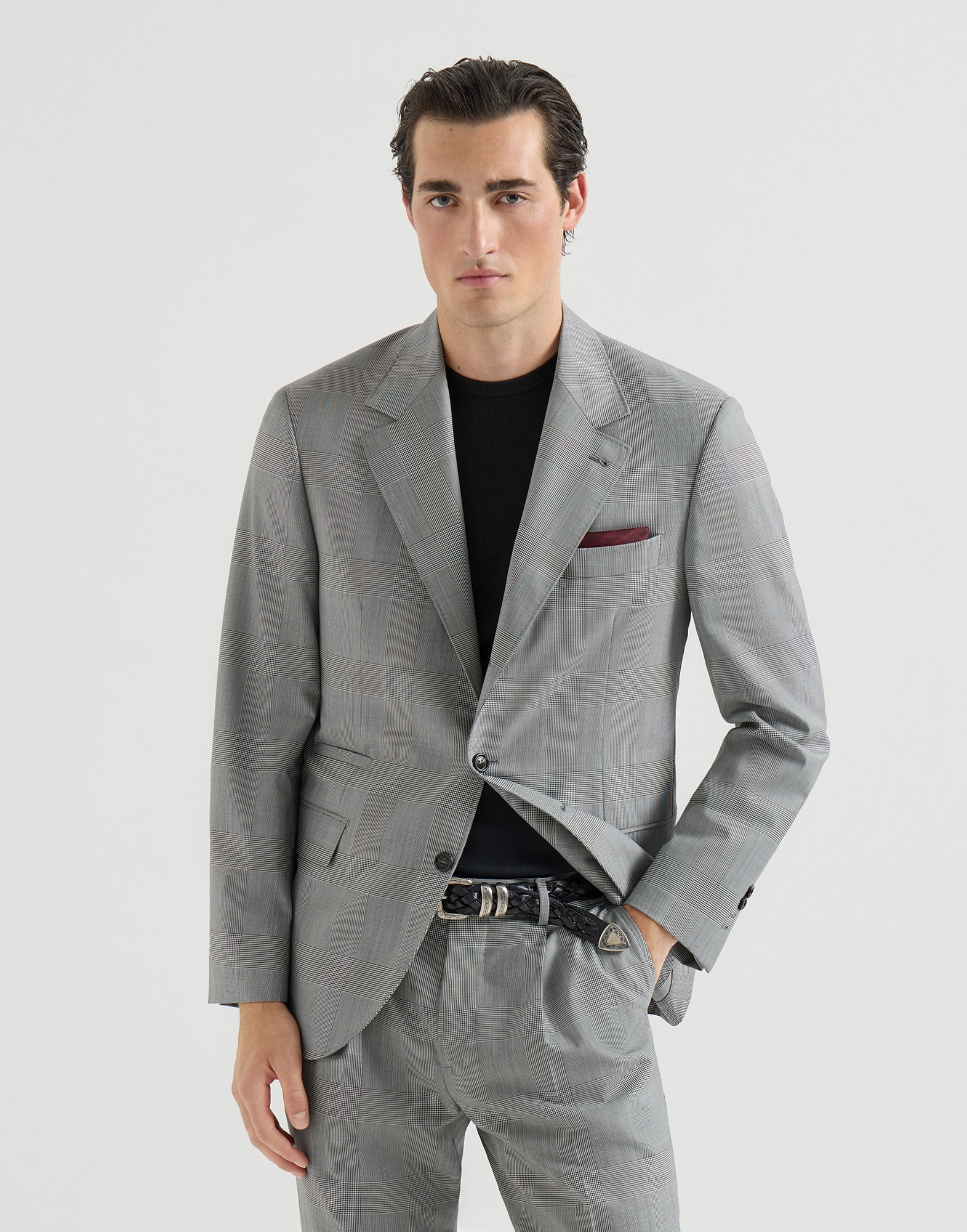 프린스 오브 웨일스 재킷 그레이 남성 - Brunello Cucinelli