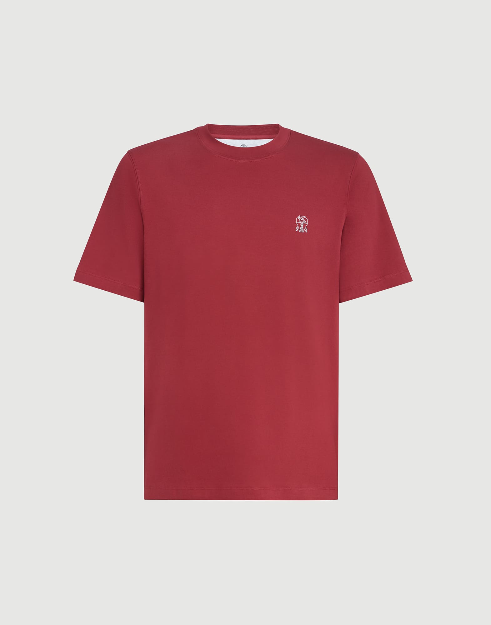 Jersey T-shirt with logo for Man in Cherry | Brunello Cucinelli