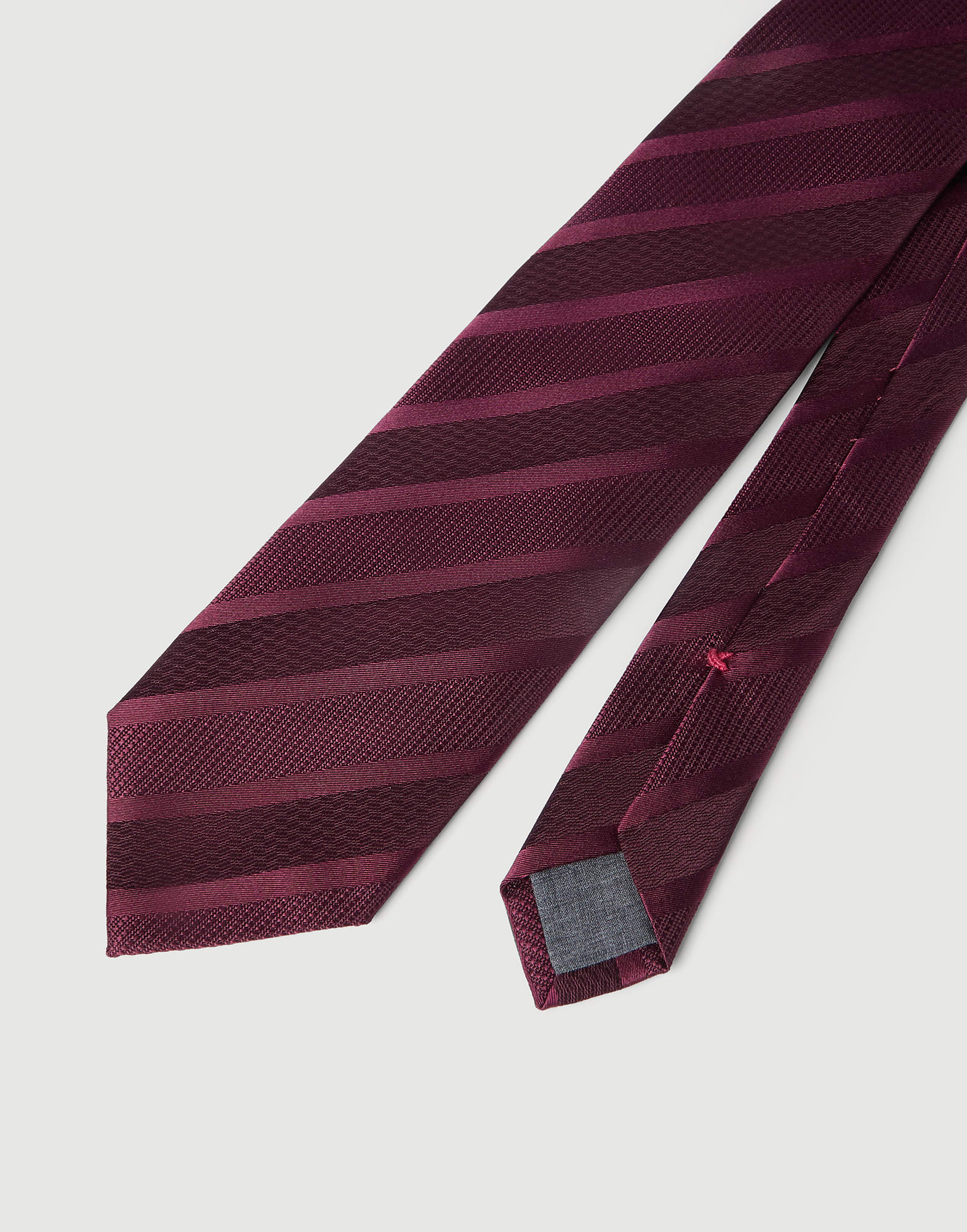 Striped silk necktie for Man in Cherry | Brunello Cucinelli