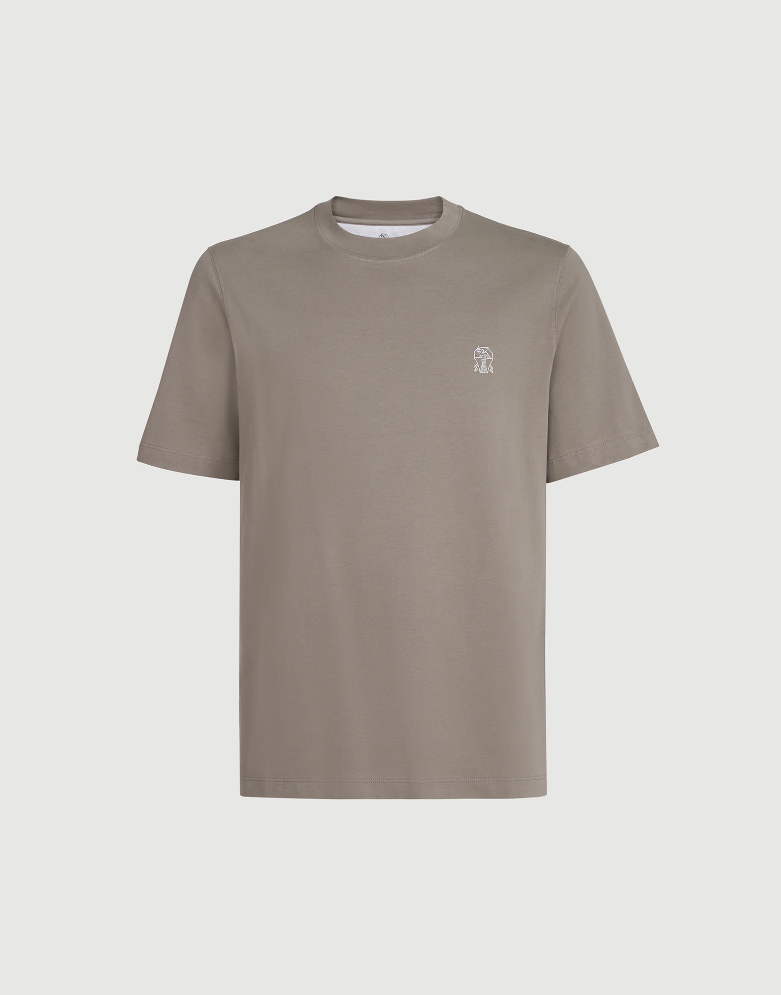 Jersey T-shirt with logo for Man in Cherry | Brunello Cucinelli