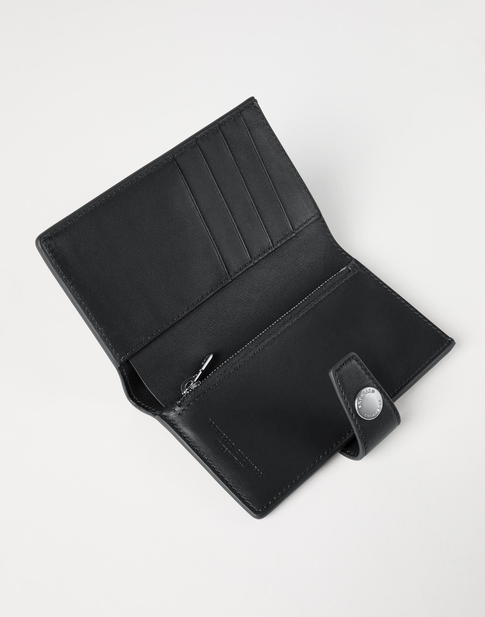 メンズ 向け ブラック ジップ付き レザー ウォレット | Brunello Cucinelli