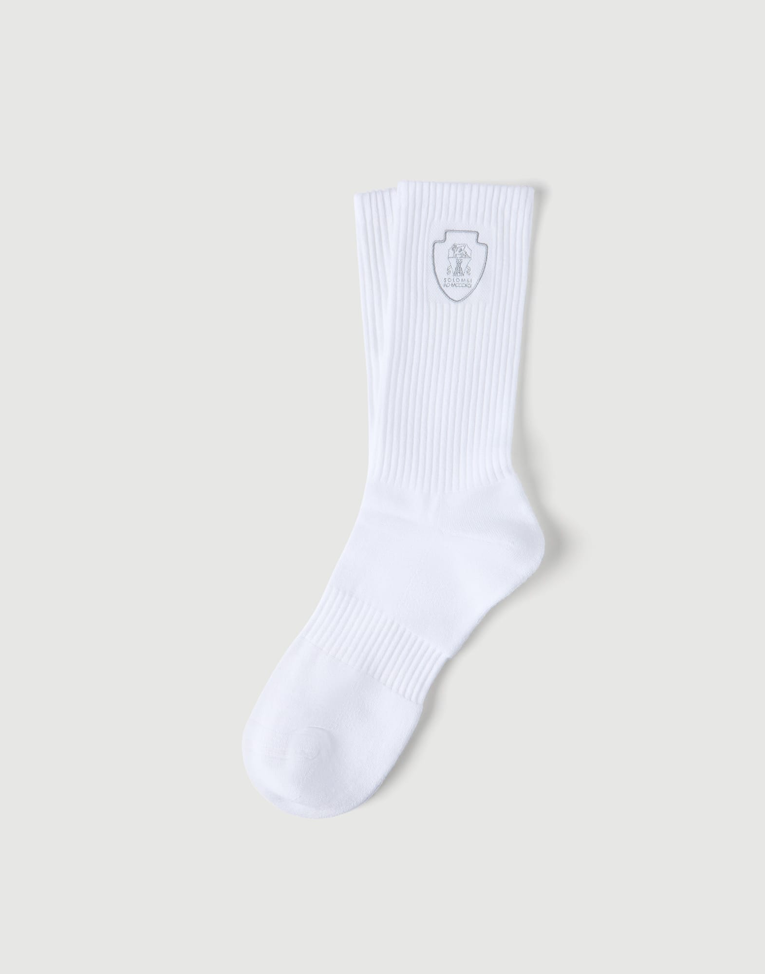 Chaussettes en maille point c&ocirc;tes Blanc Homme - Brunello Cucinelli