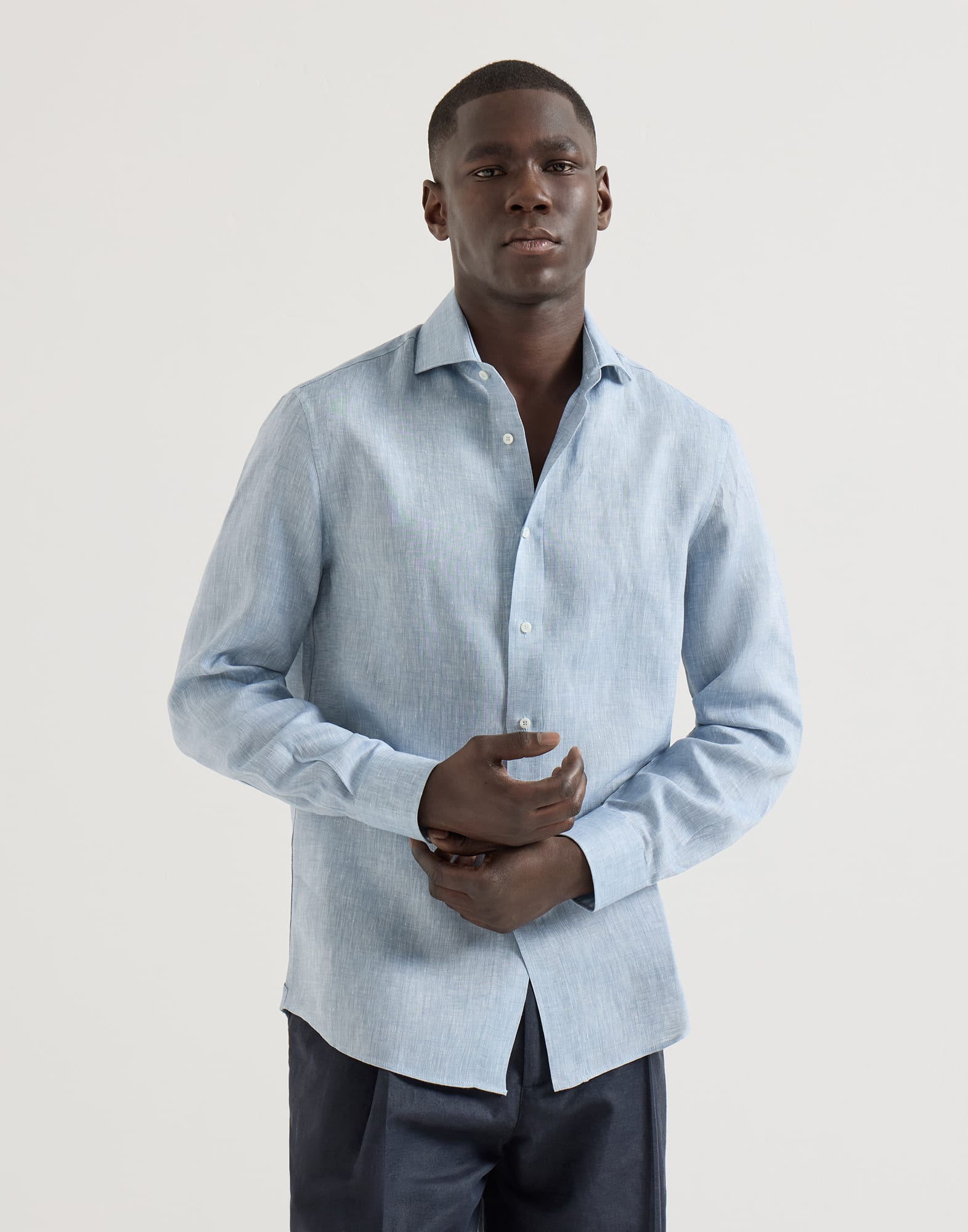 Linen shirt for Man in Cherry | Brunello Cucinelli