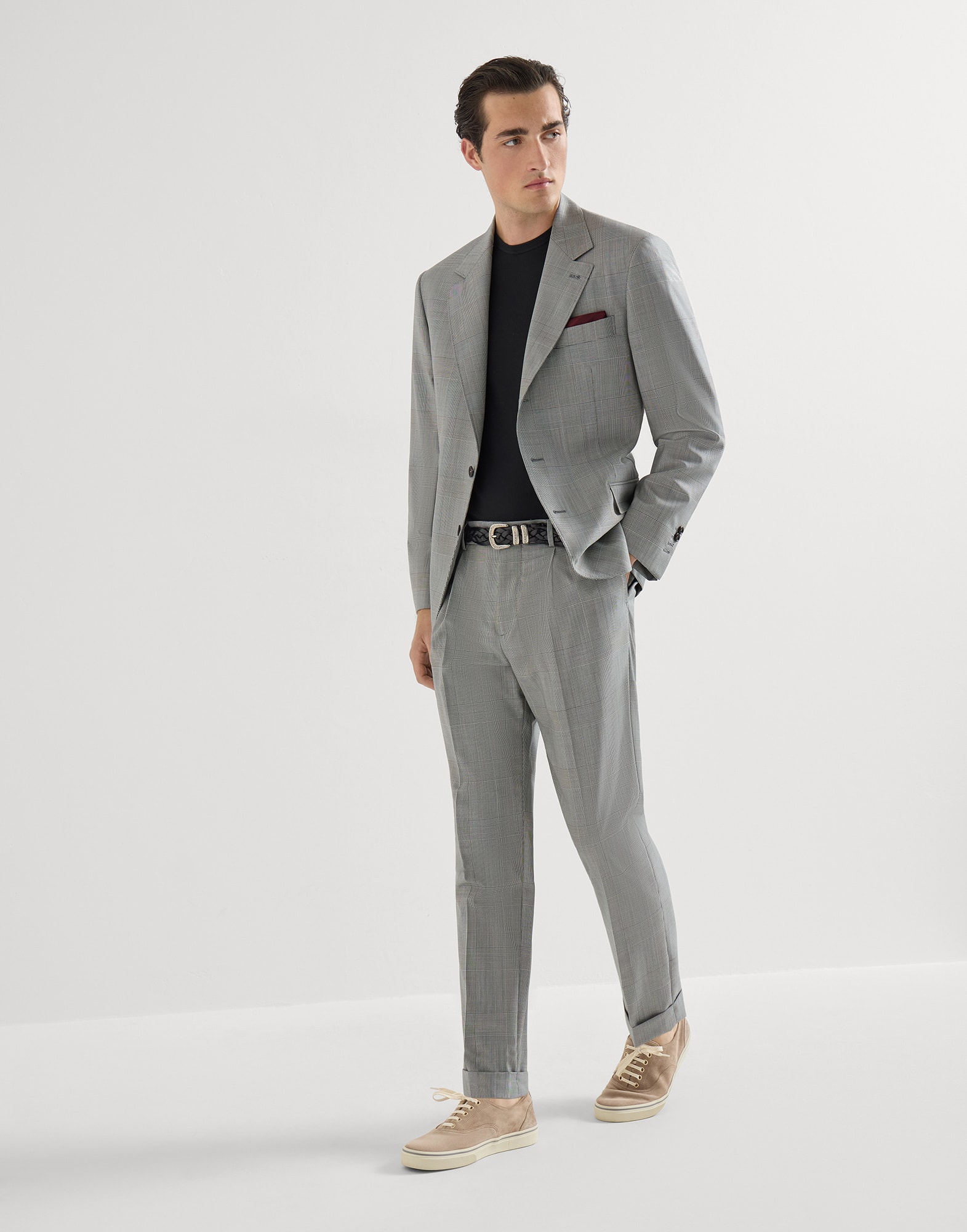 Prince of Wales blazer for Man in Grey | Brunello Cucinelli