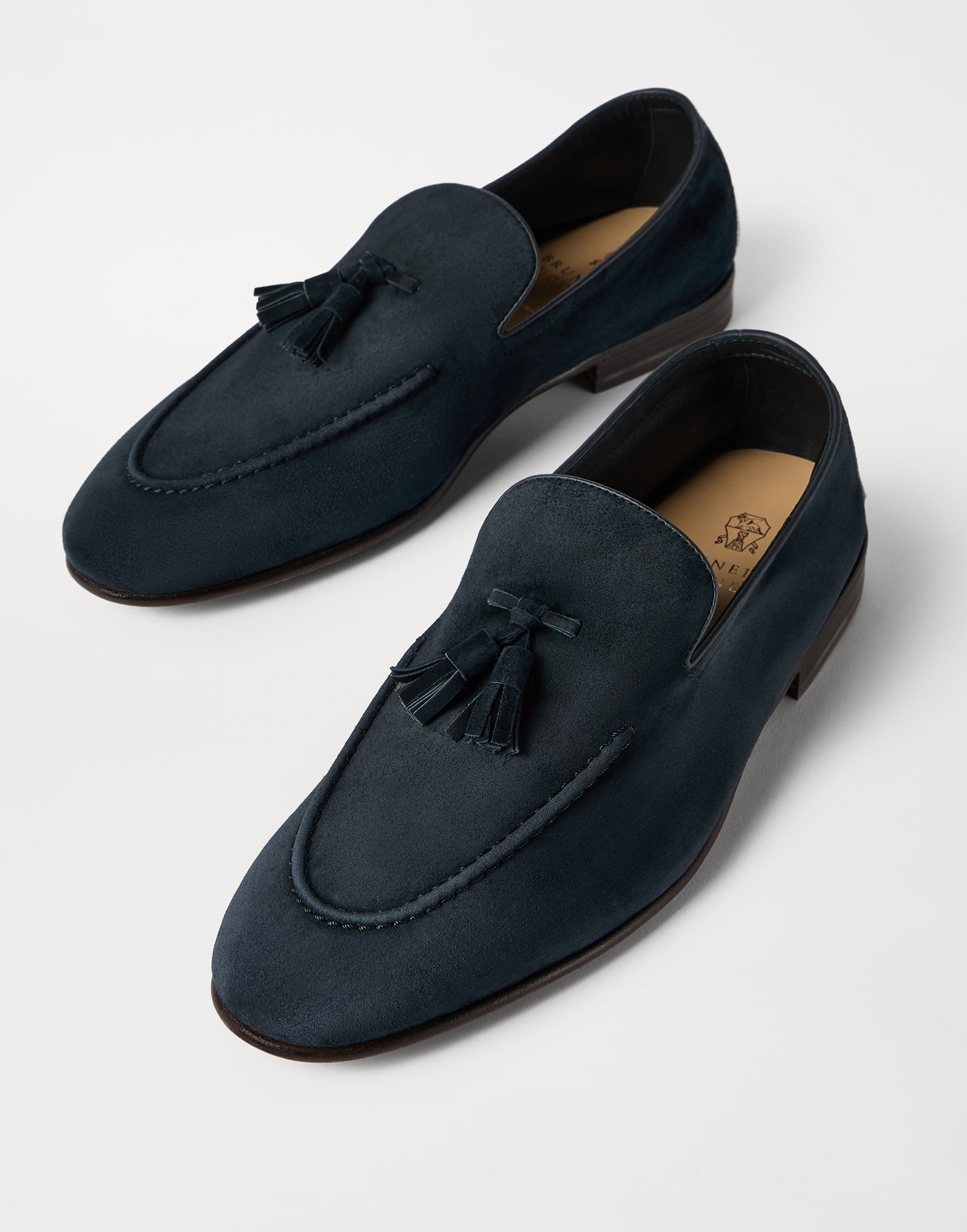 メンズ 向け ネイビーブルー スエードローファー | Brunello Cucinelli