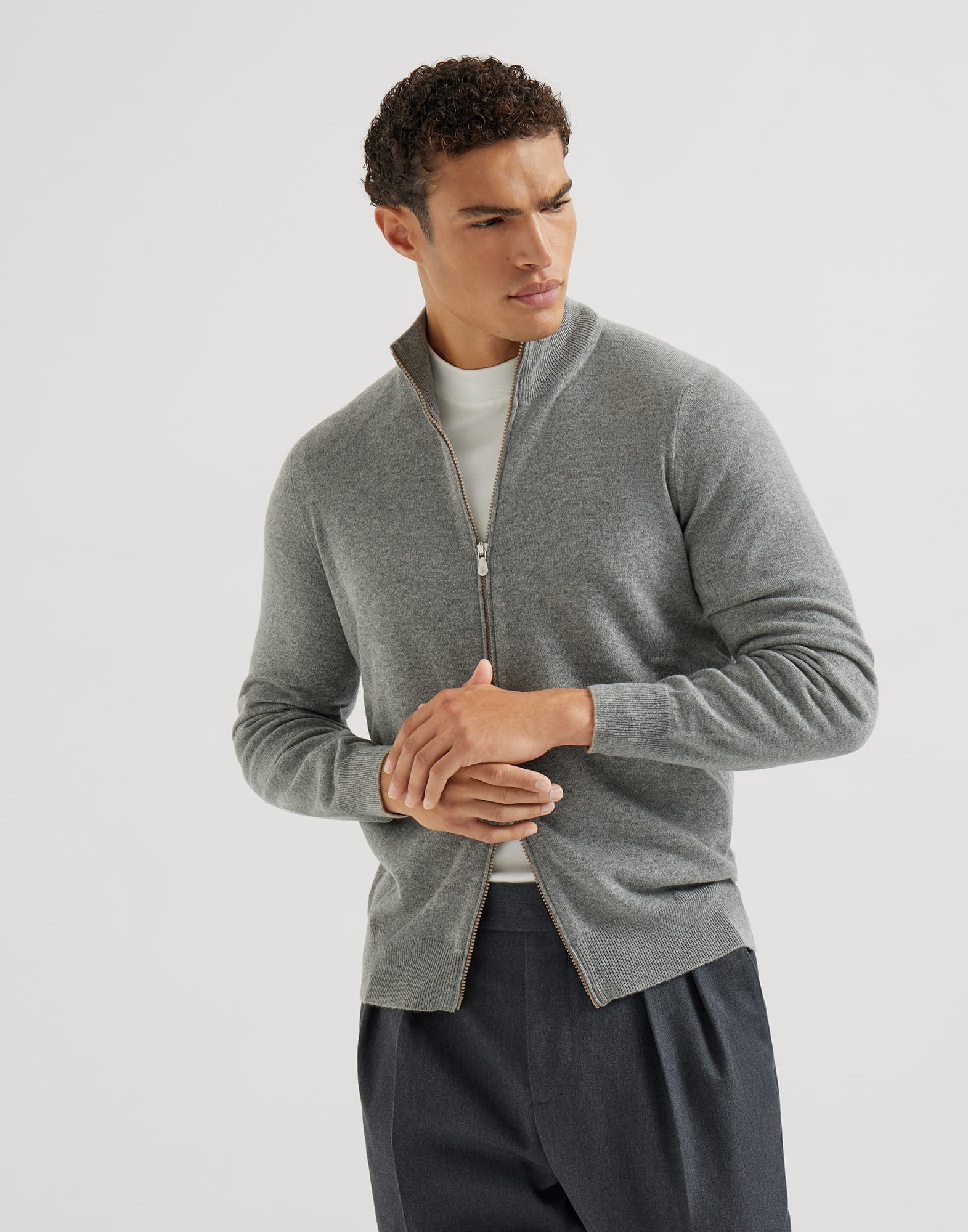 Zip-front Cardigan - Front view - View Full Screen