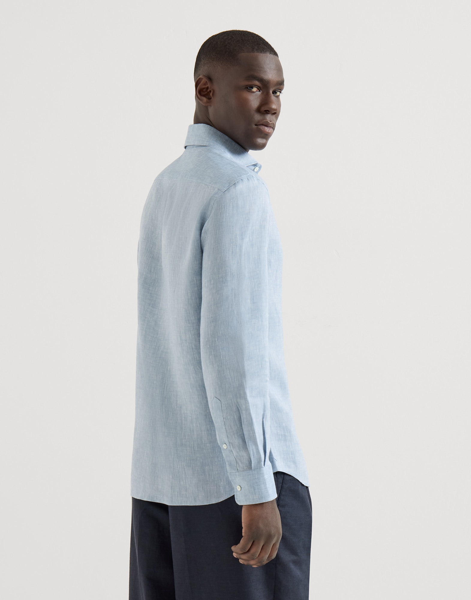 Linen shirt for Man in Cherry | Brunello Cucinelli