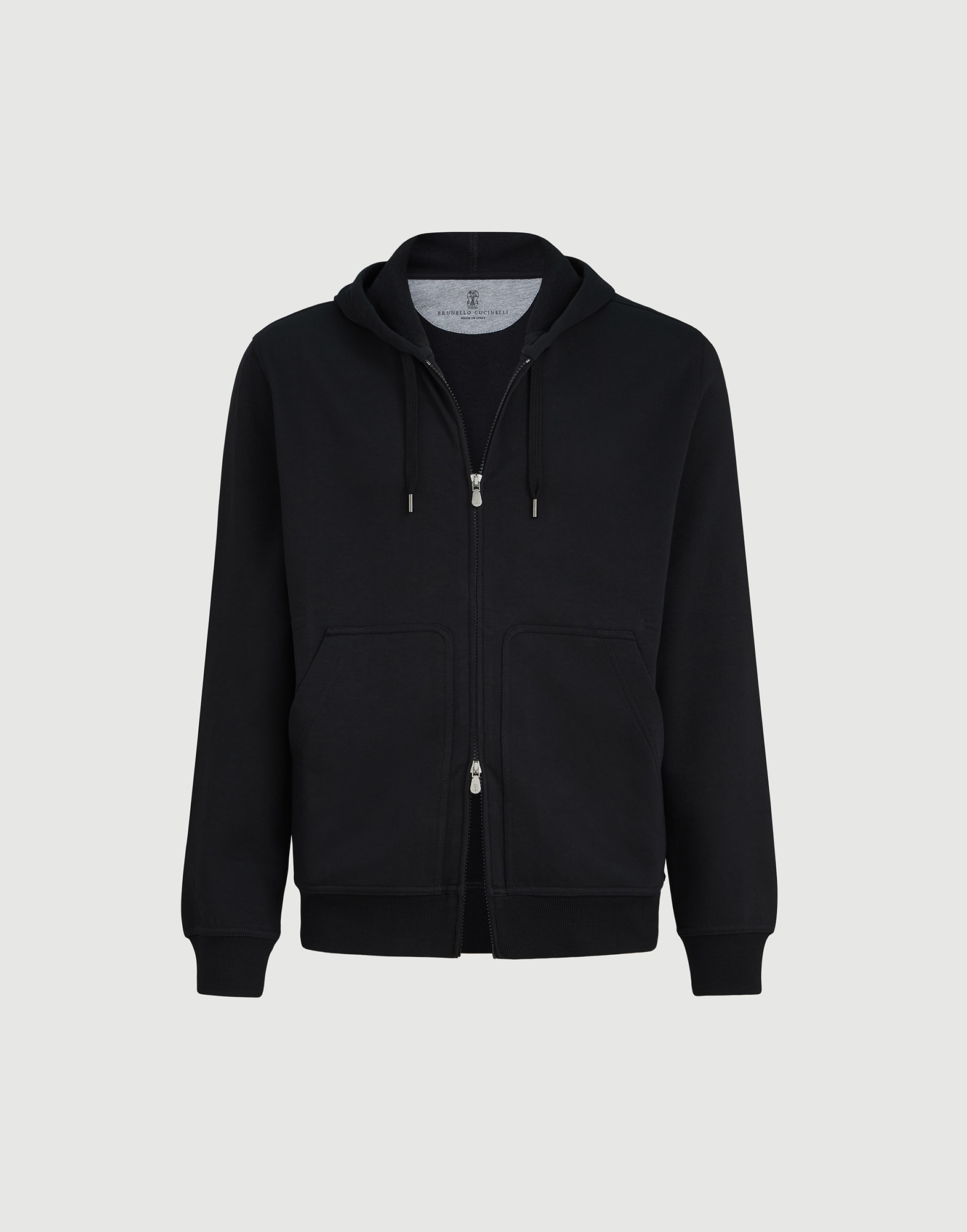 Hooded zip-up sweatshirt for Man in Off-White | Brunello Cucinelli