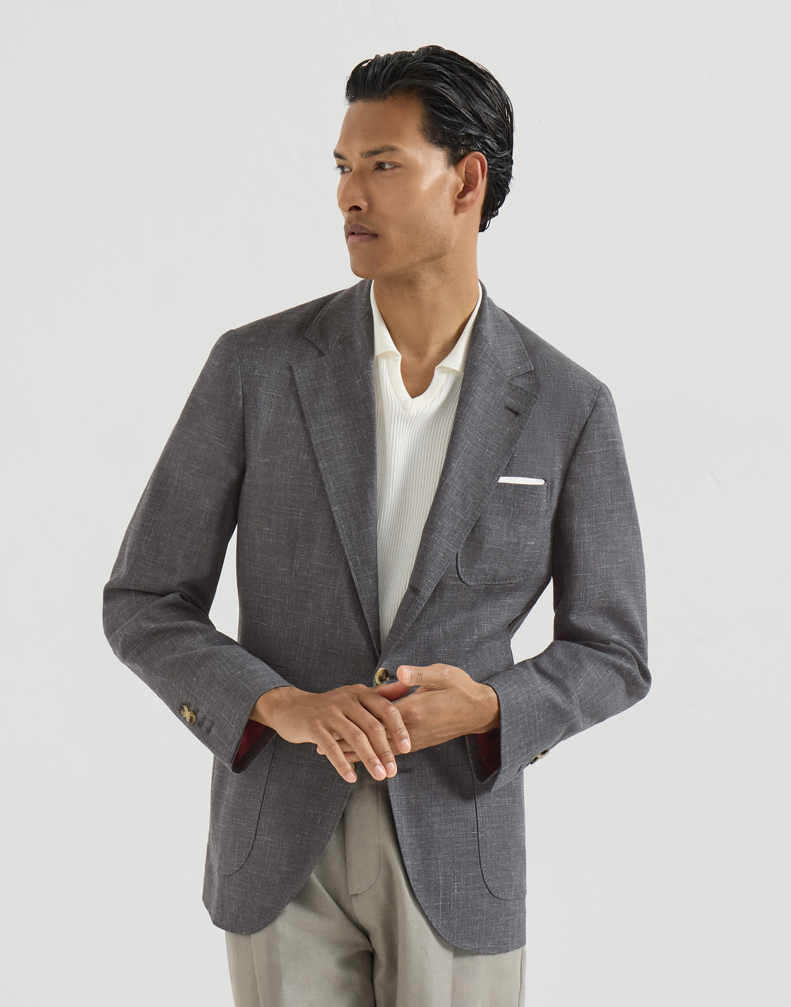 싱글 브레스티드 재킷 - 정면 뷰 - 전체 화면으로 보기