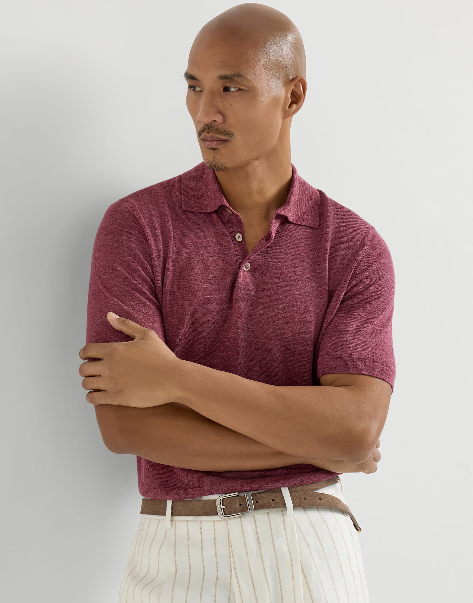 Polo-style sweater for Man in Apricot | Brunello Cucinelli