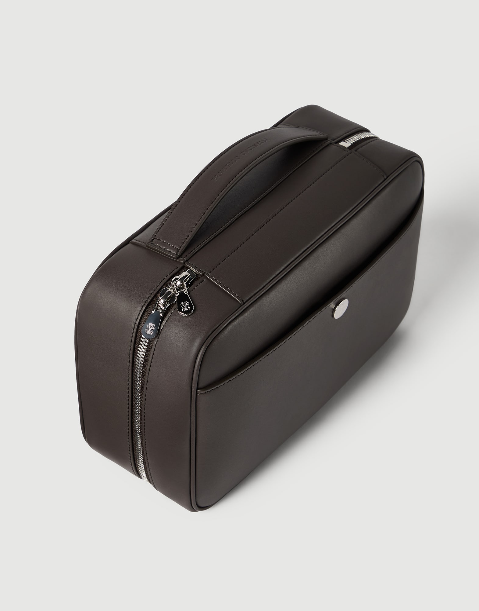 Calfskin beauty case for Man in Chocolate | Brunello Cucinelli