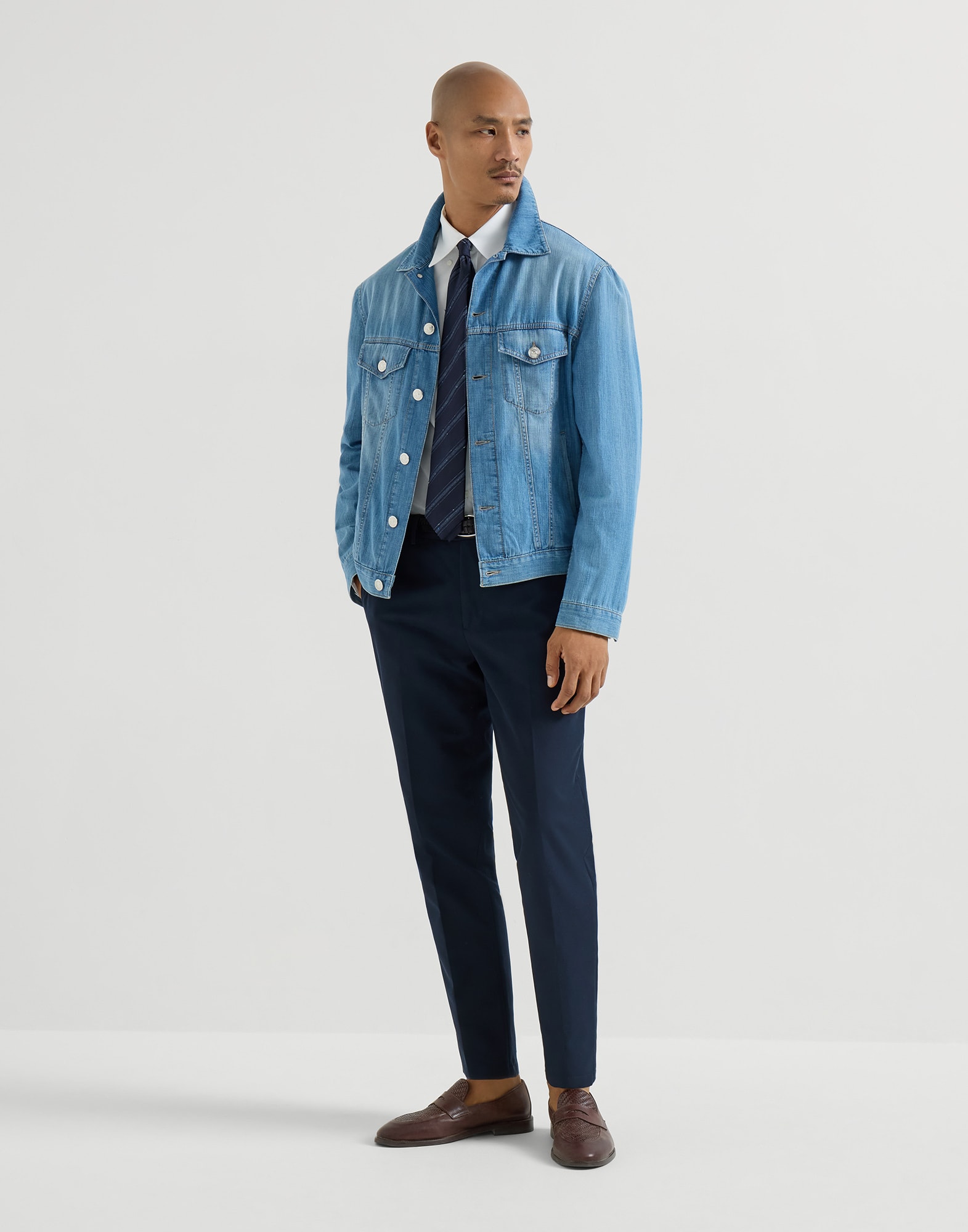 Gabardine trousers for Man in Blue | Brunello Cucinelli
