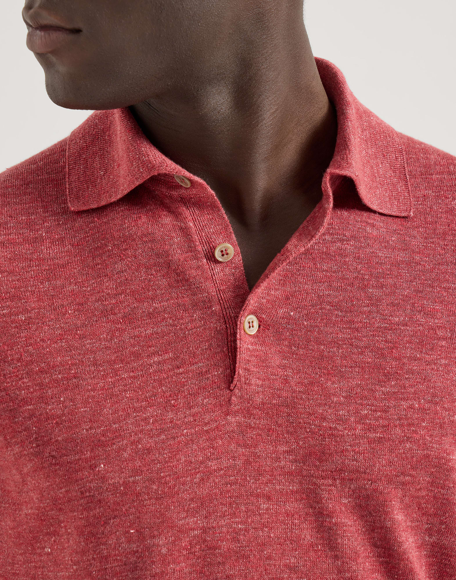 メンズ 向け デニムブルー ニット ポロシャツ | Brunello Cucinelli