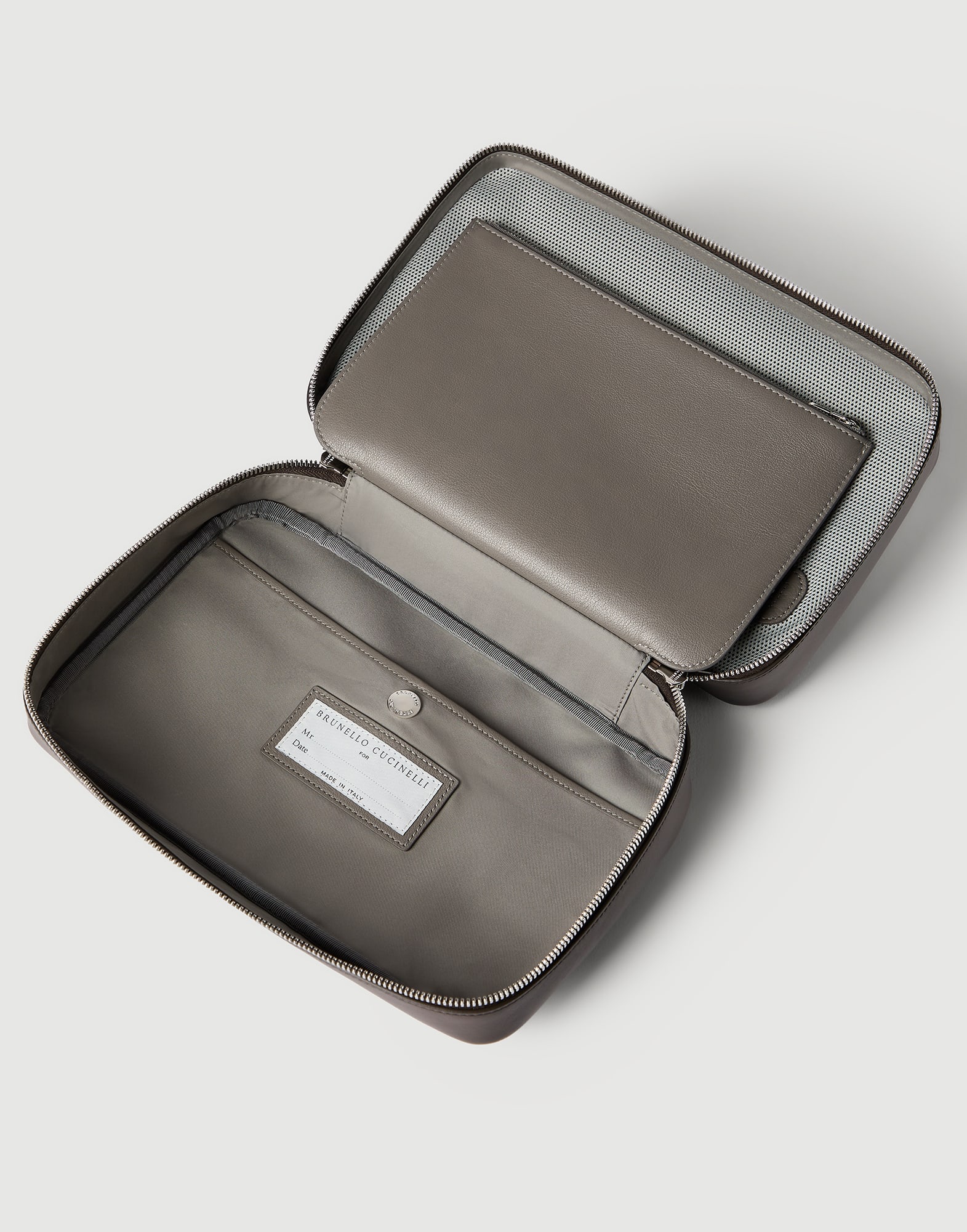 Calfskin beauty case for Man in Chocolate | Brunello Cucinelli