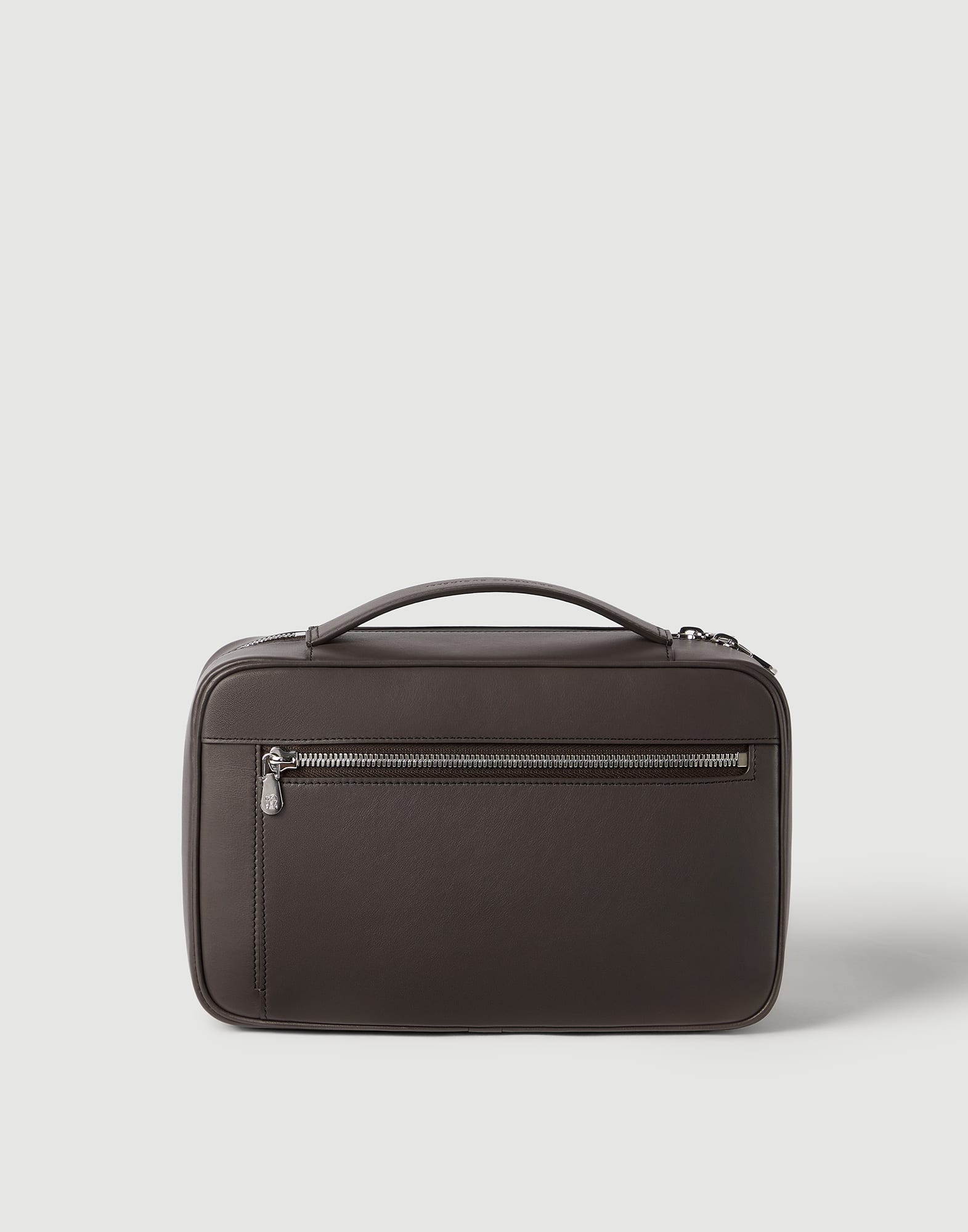 Calfskin beauty case for Man in Chocolate | Brunello Cucinelli