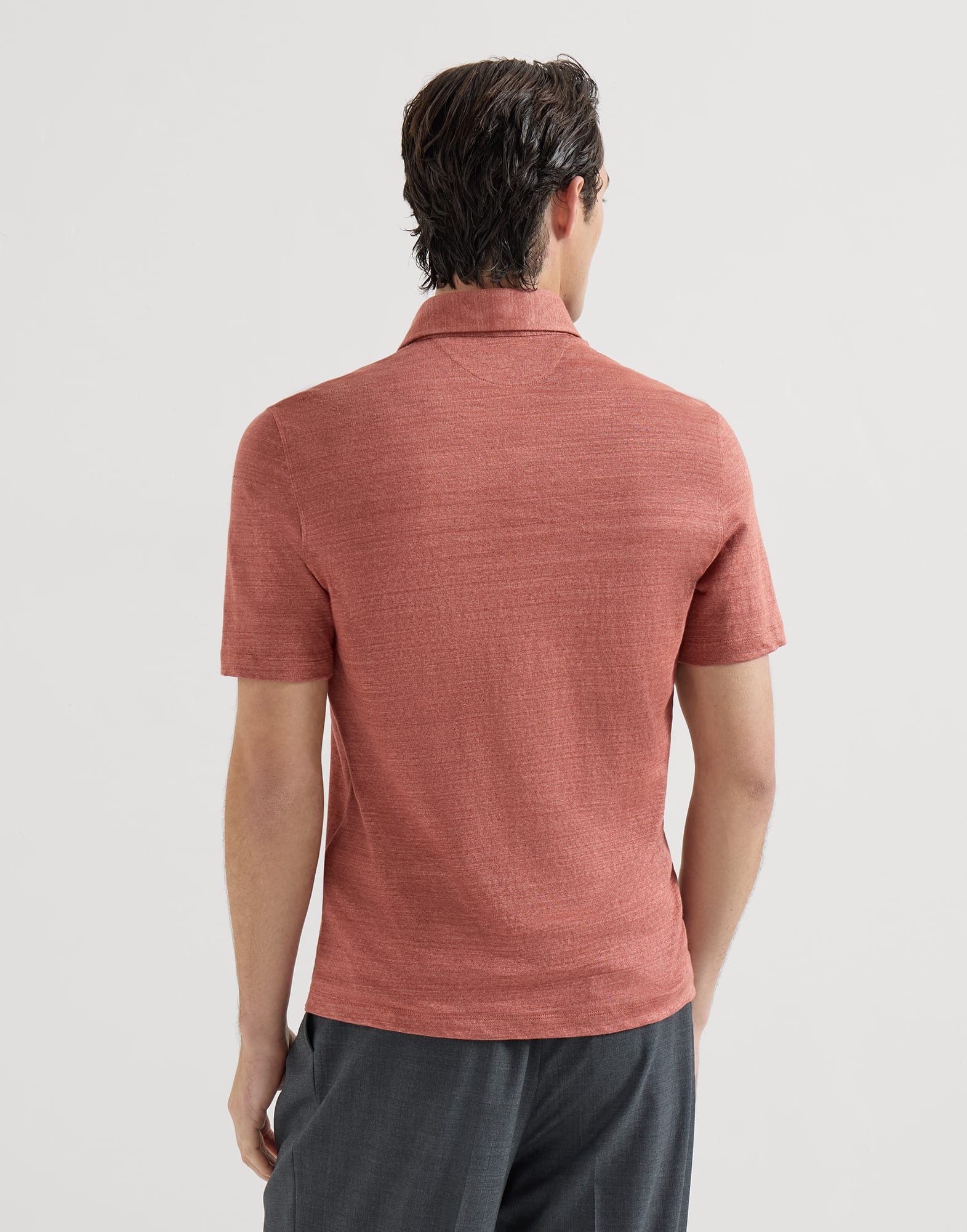Jersey polo shirt for Man in Cherry | Brunello Cucinelli