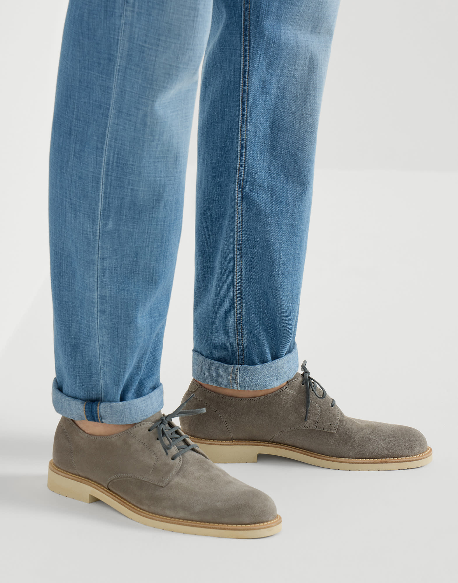 メンズ 向け ホワイト カーフスキン ダービー | Brunello Cucinelli