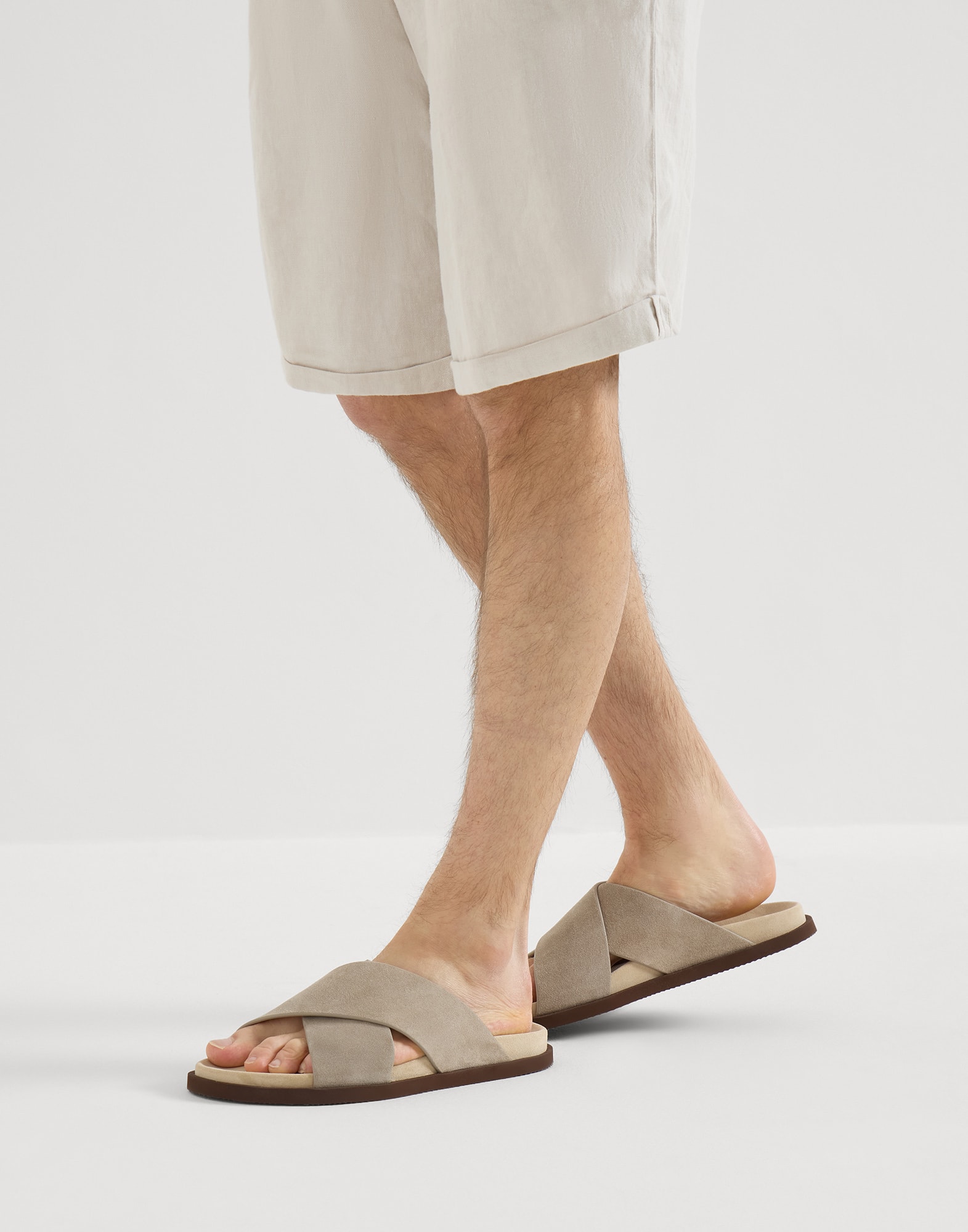 Suede slides for Man in Mud | Brunello Cucinelli