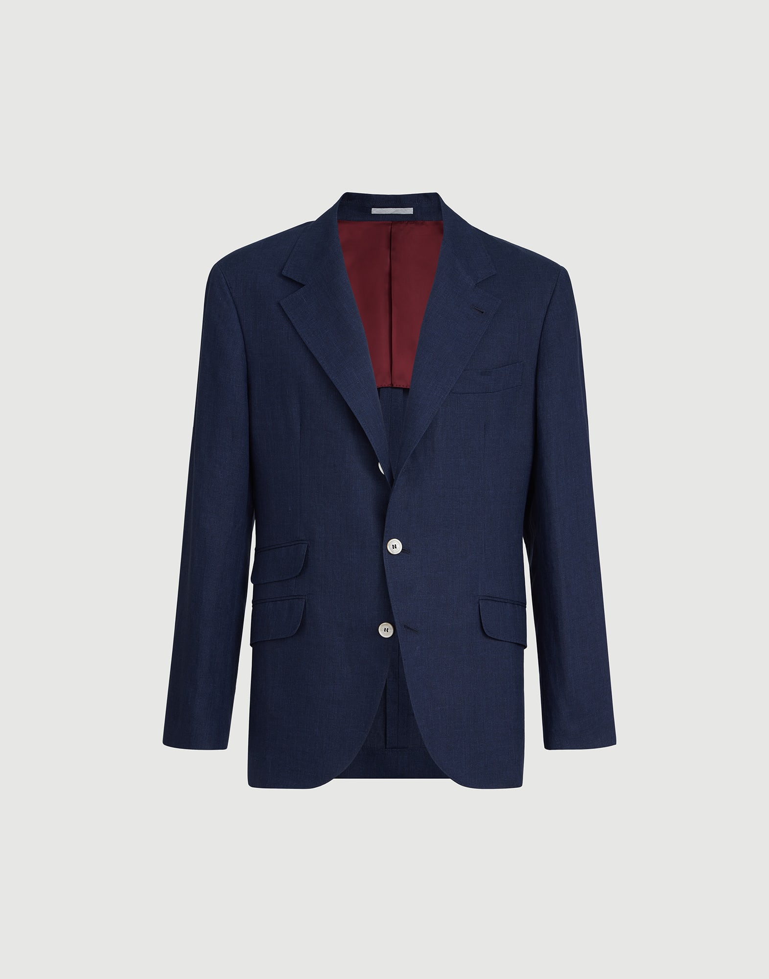 Linen deconstructed blazer for Man in Navy Blue | Brunello Cucinelli