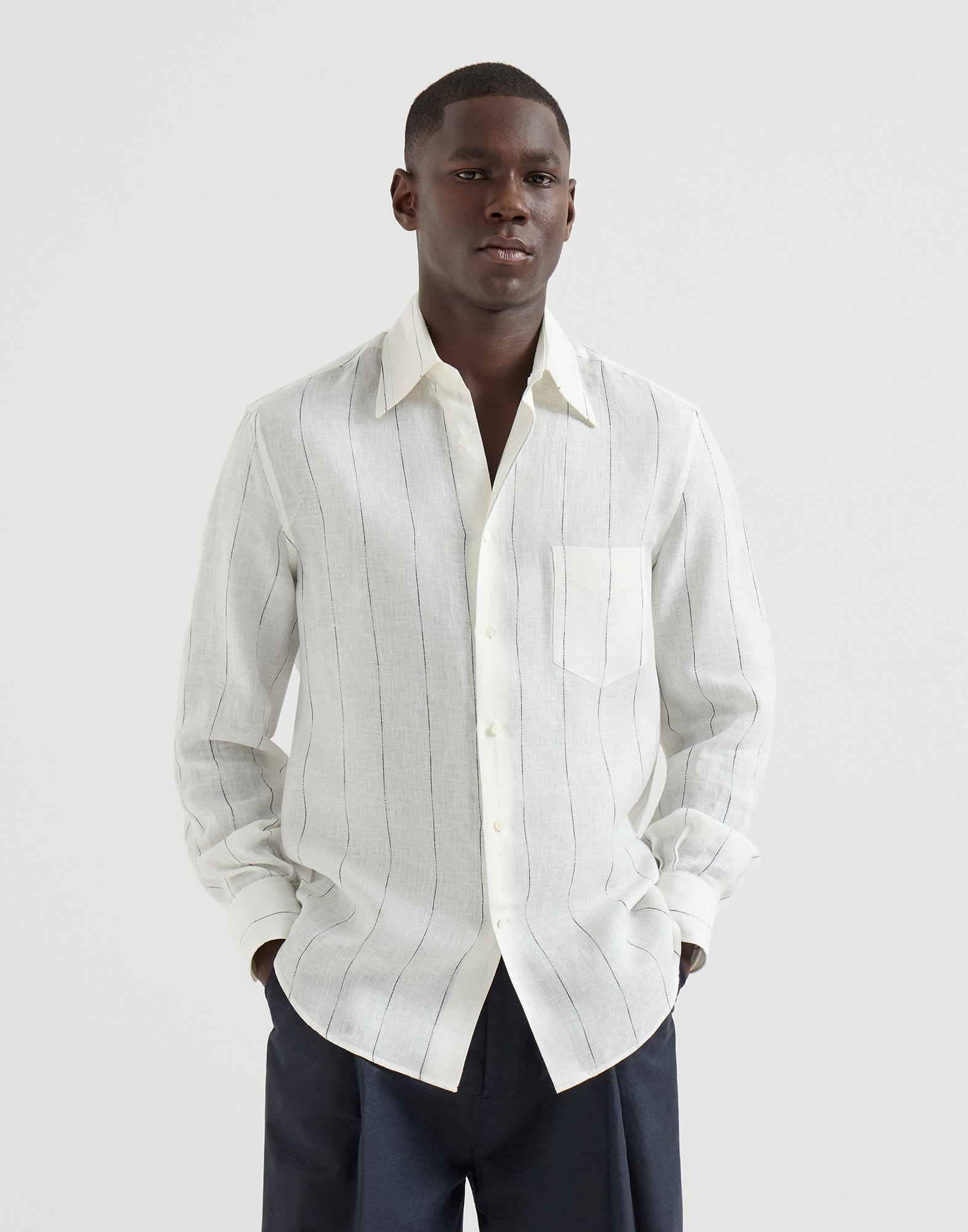 メンズ 向け パナマ ブレストポケット付き シャツ | Brunello Cucinelli
