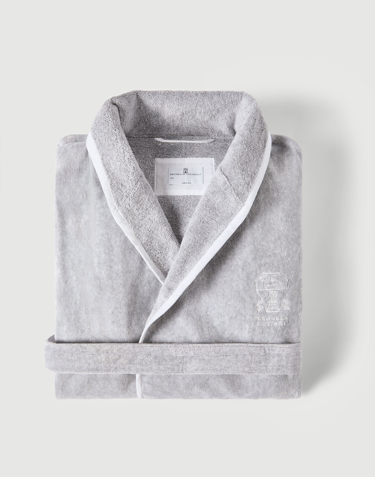 Terrycloth bathrobe in Navy Blue | Lifestyle | Brunello Cucinelli