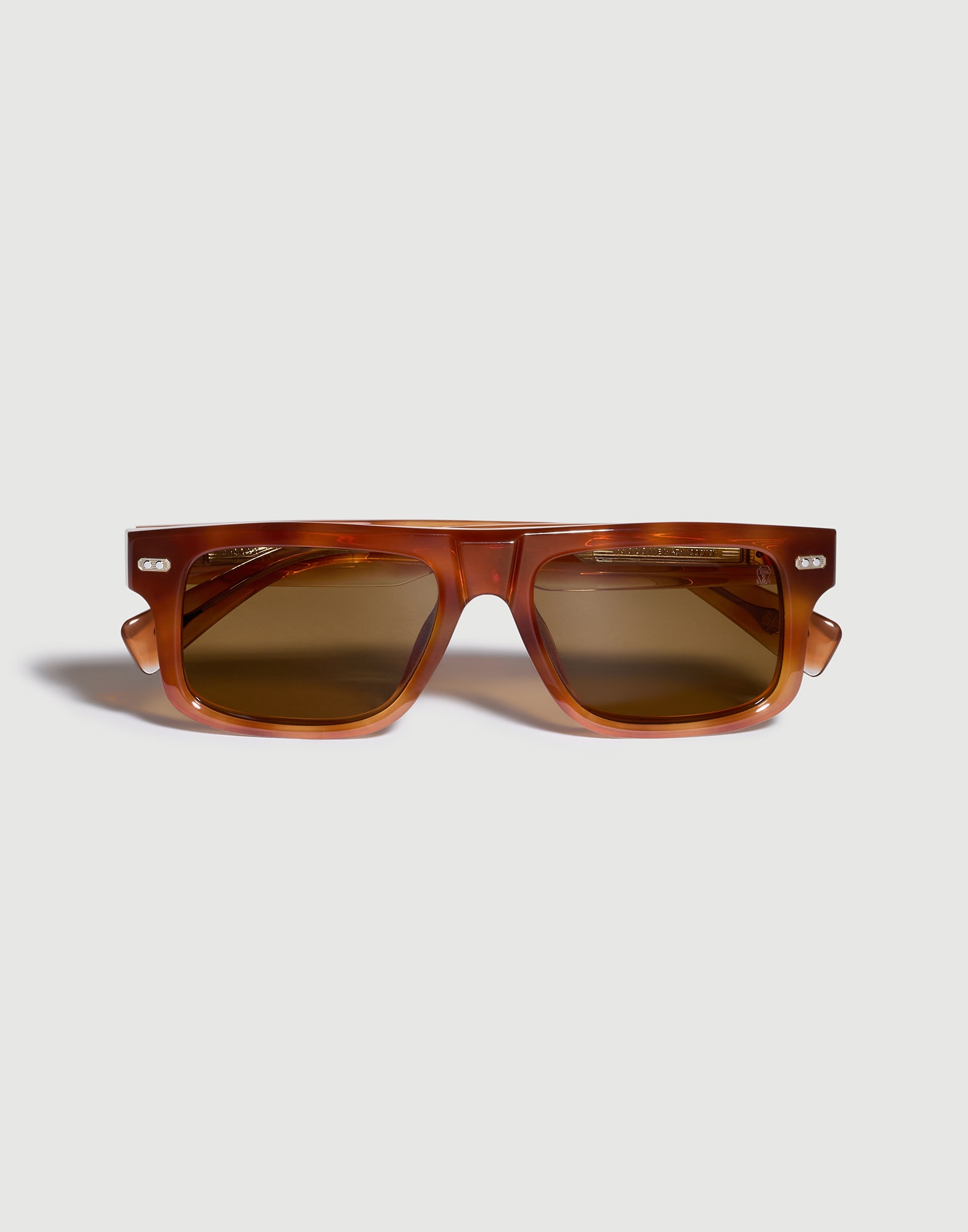 Rectangular acetate sunglasses in Havana Fade | Brunello Cucinelli