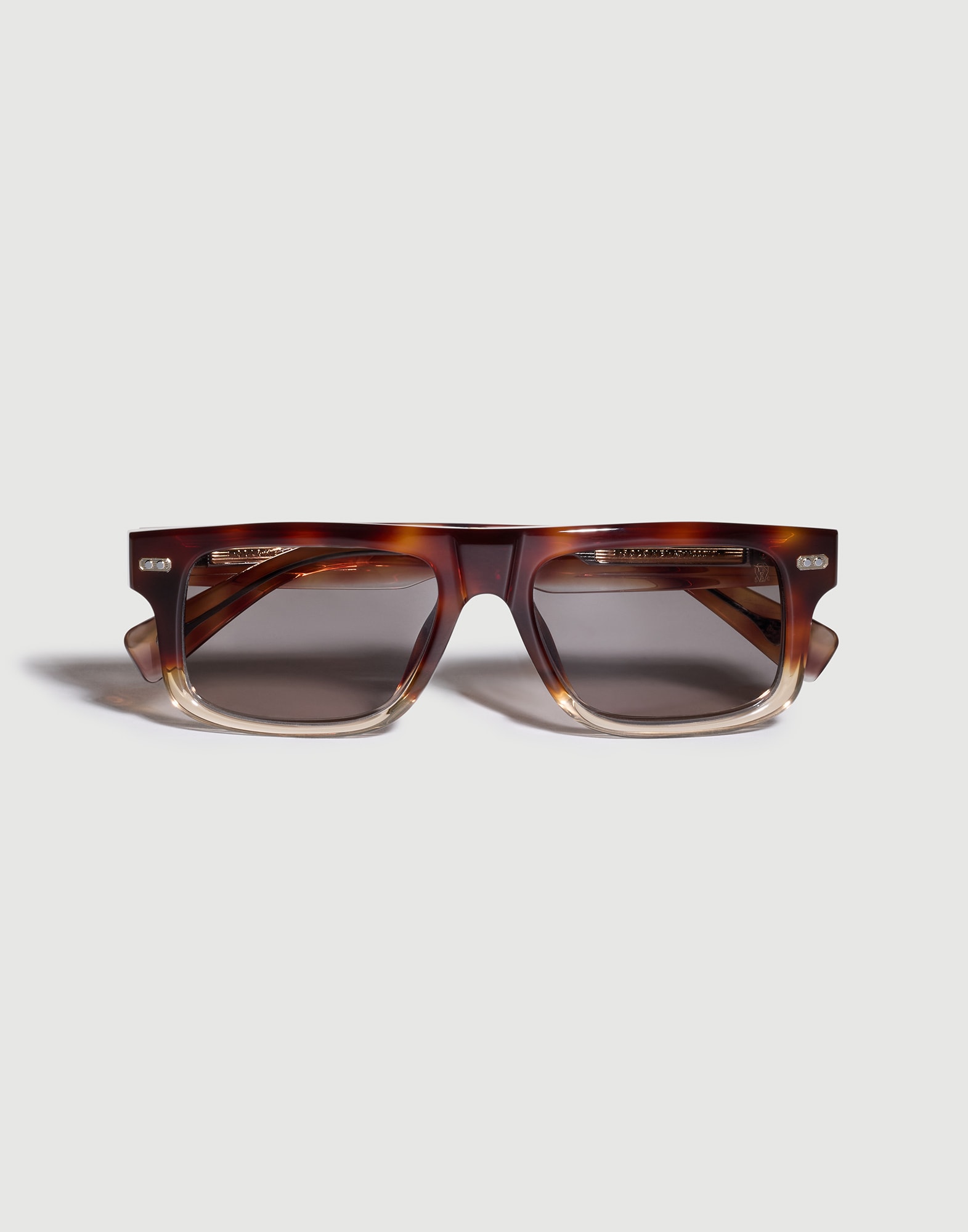 Rectangular acetate sunglasses in Havana | Brunello Cucinelli