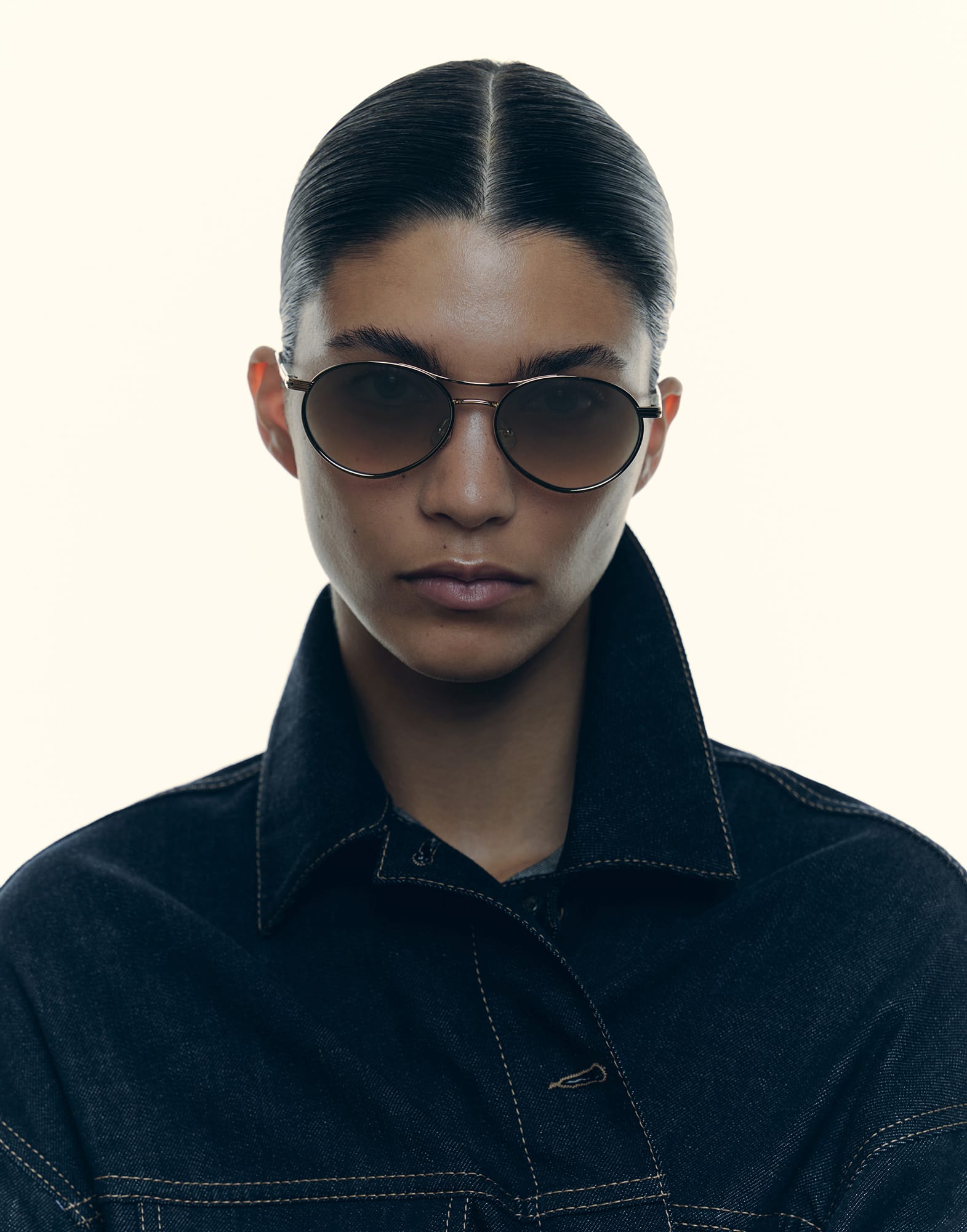 Oval titanium sunglasses in Black | Brunello Cucinelli