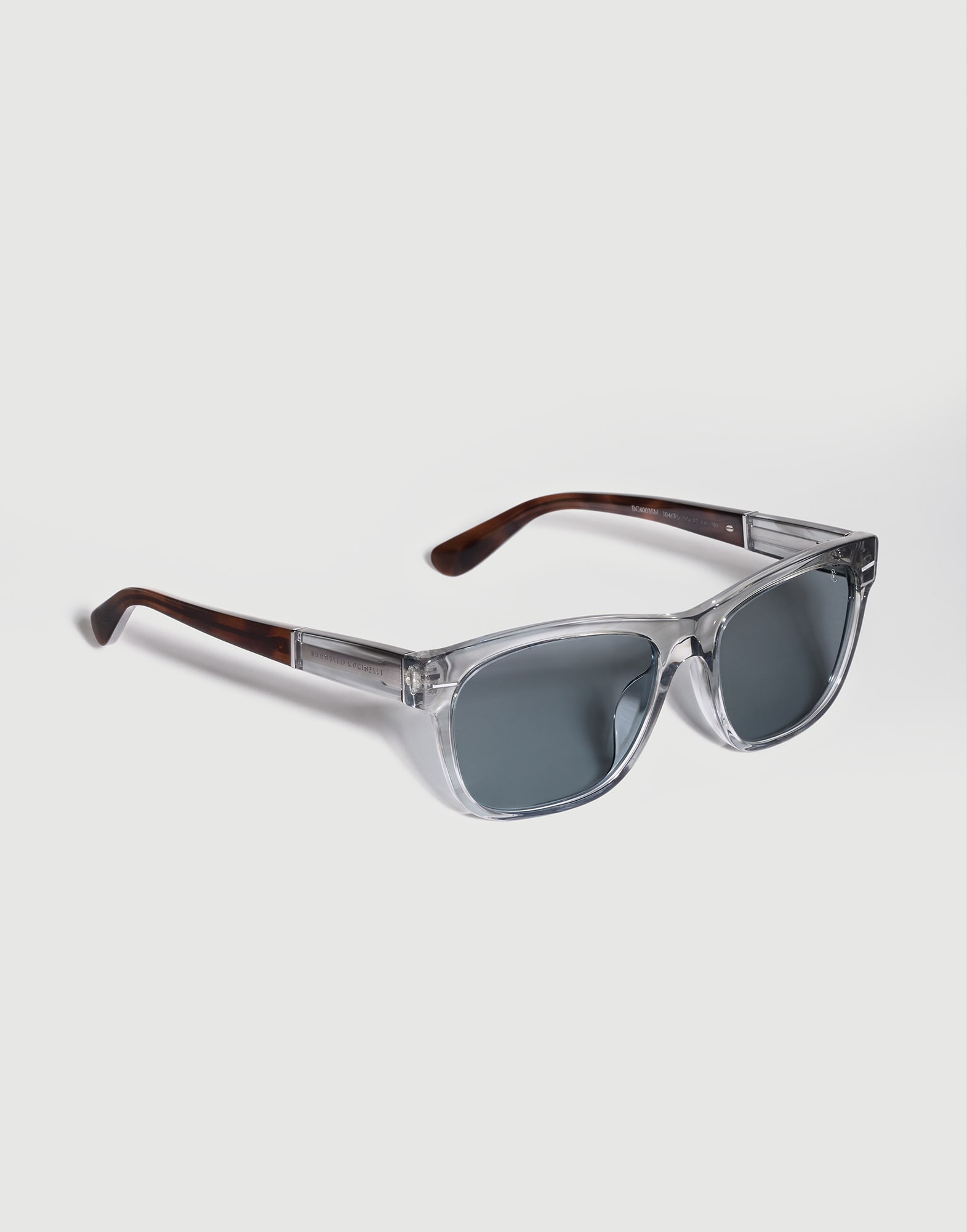 Rectangular acetate sunglasses in Grey / Havana | Brunello Cucinelli