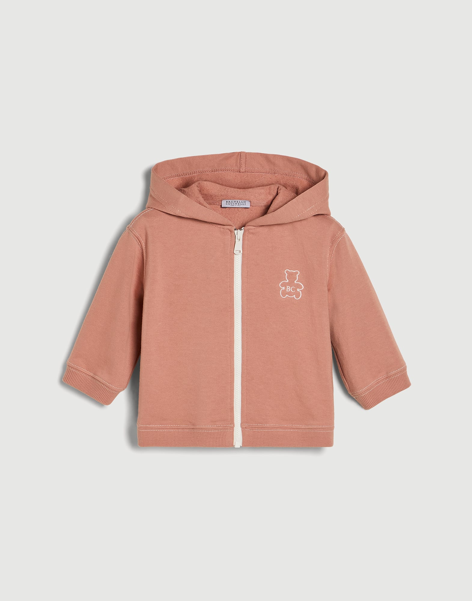 Толстовка Baby Bernie, капюшон и молния Оранжевый Малыши - Brunello Cucinelli