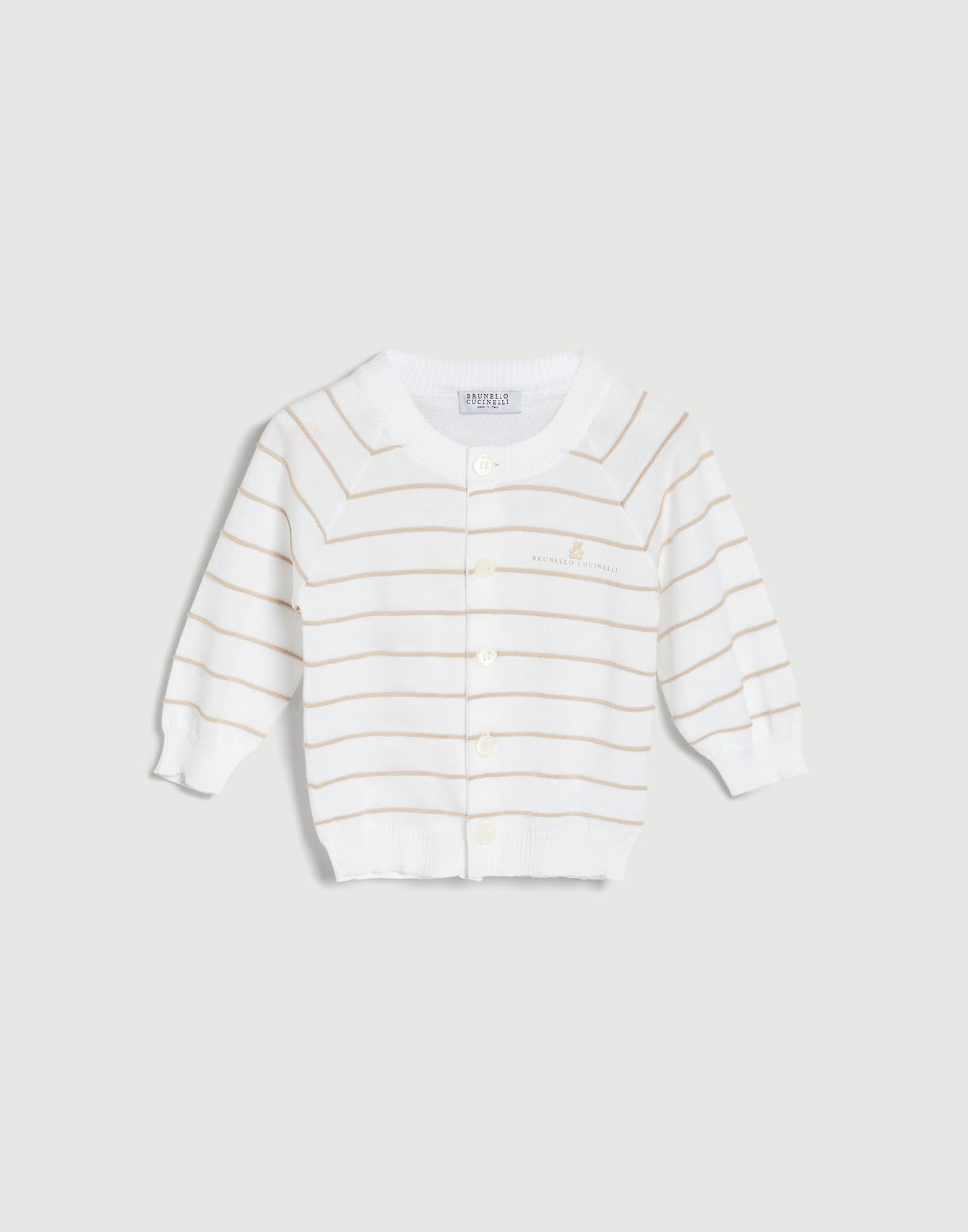 伯尼小熊幼童条纹开衫 巴拿马色 幼童 - Brunello Cucinelli