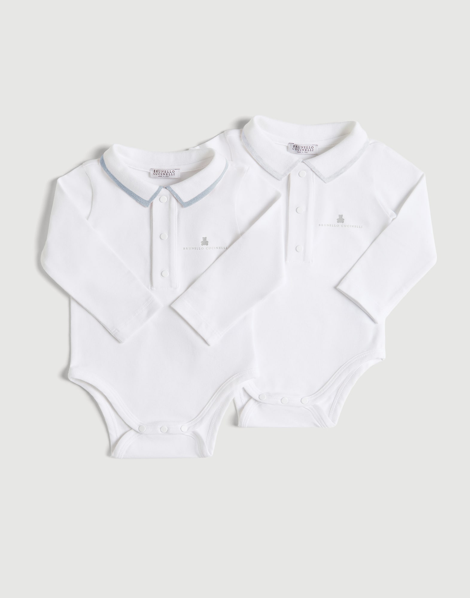 Baby Bernie long-sleeve bodysuit Light Grey Baby - Brunello Cucinelli