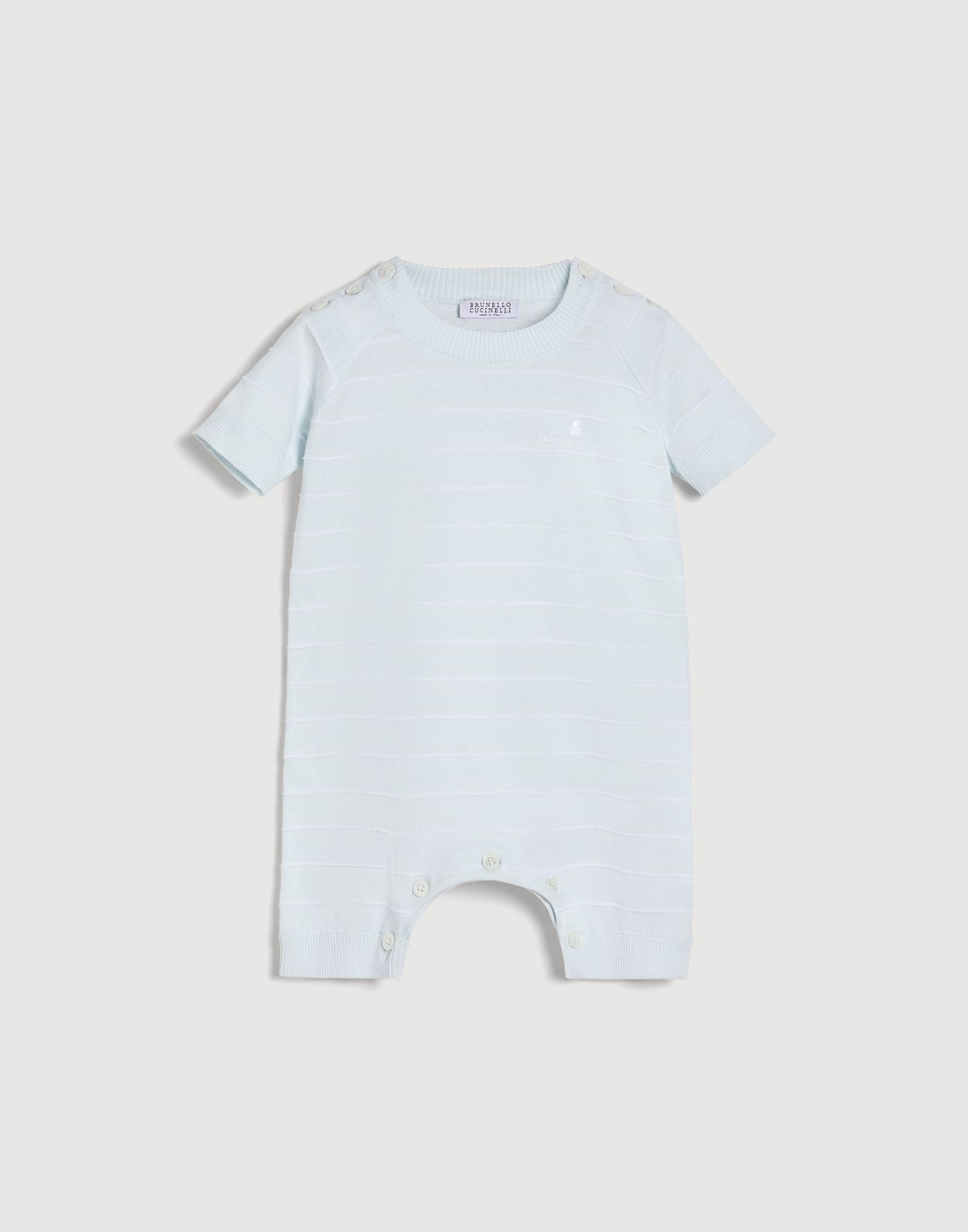 Bernie Baby knit coverall Sky Blue Baby - Brunello Cucinelli