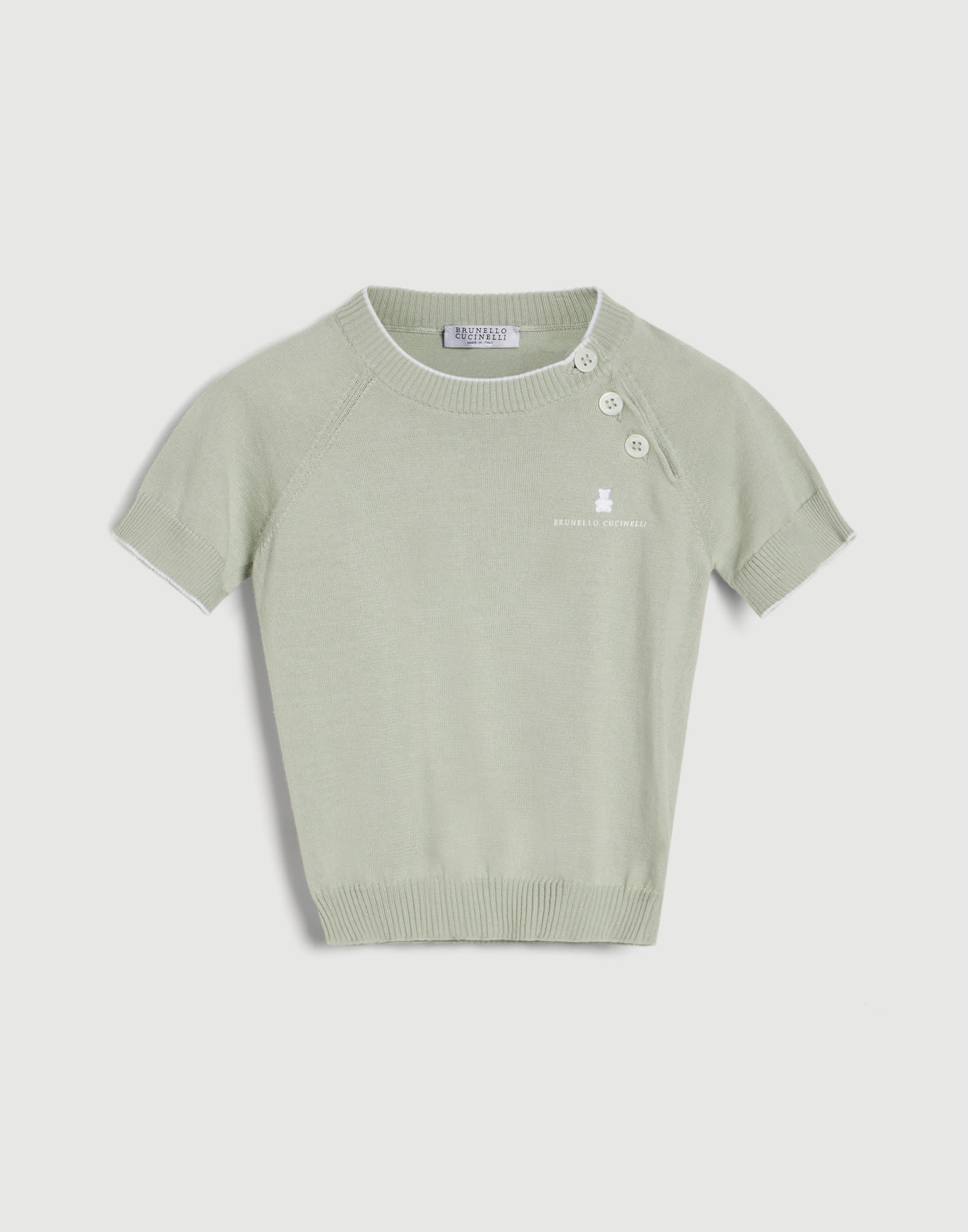 Baby Bernie knit T-shirt Mint Green Baby - Brunello Cucinelli