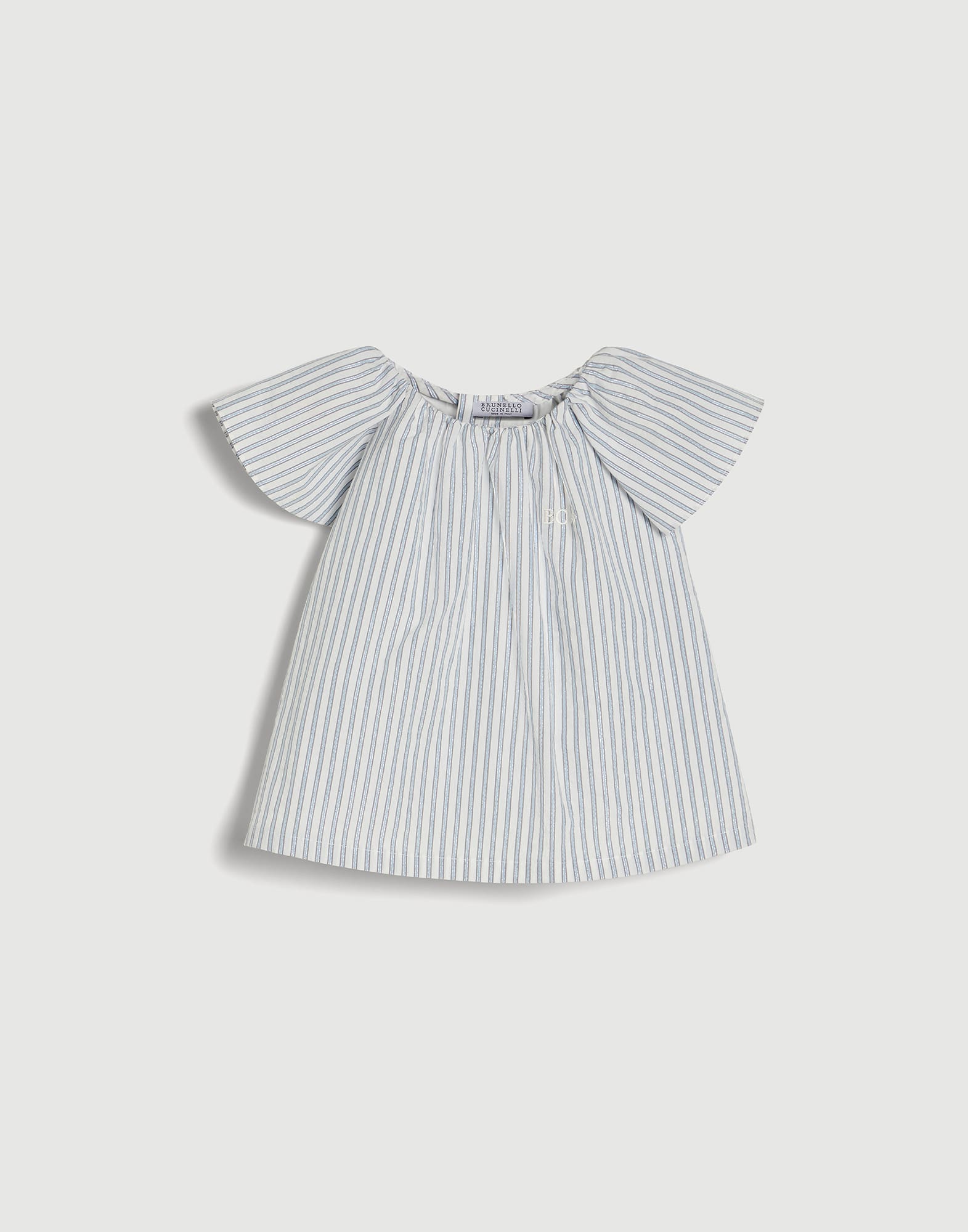 베이비 버니 스트라이프 스파클링 코튼 탑 스카이블루 베이비 - Brunello Cucinelli