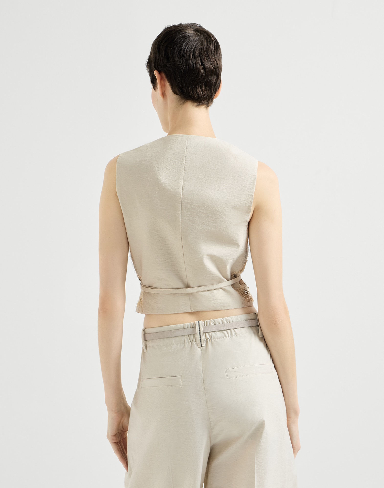Vest with dazzling seabed embroidery for Woman in Beige | Brunello
