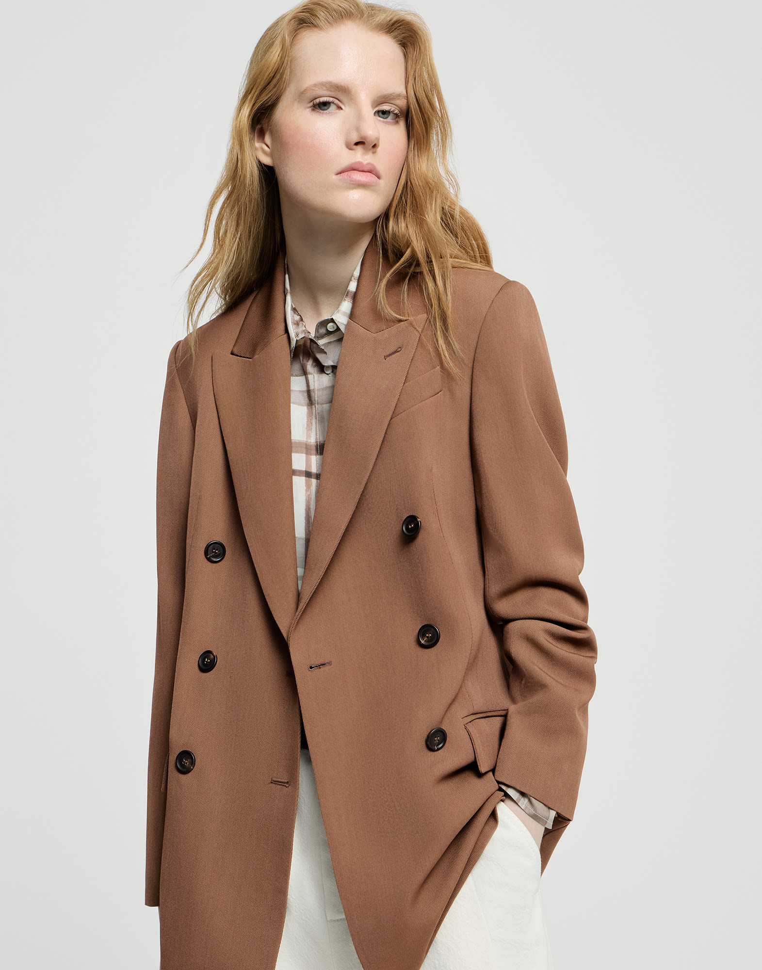 BRUNELLO CUCINELLI テーラードジャケット 46 Virgin wool tricotine blazer for Woman in Dattero | Brunello Cucinelli