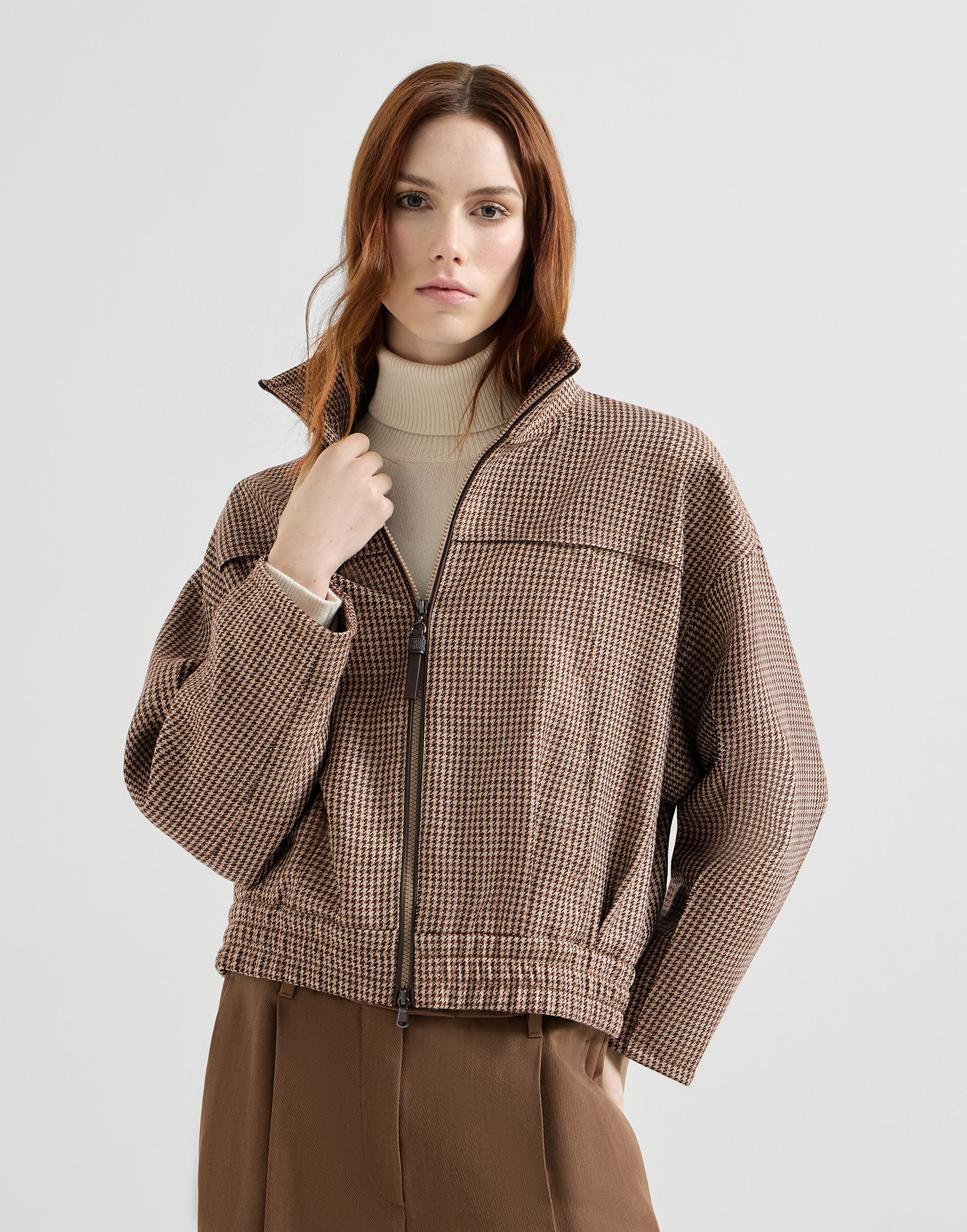 Sparkling houndstooth outerwear jacket N/A Woman - Brunello Cucinelli