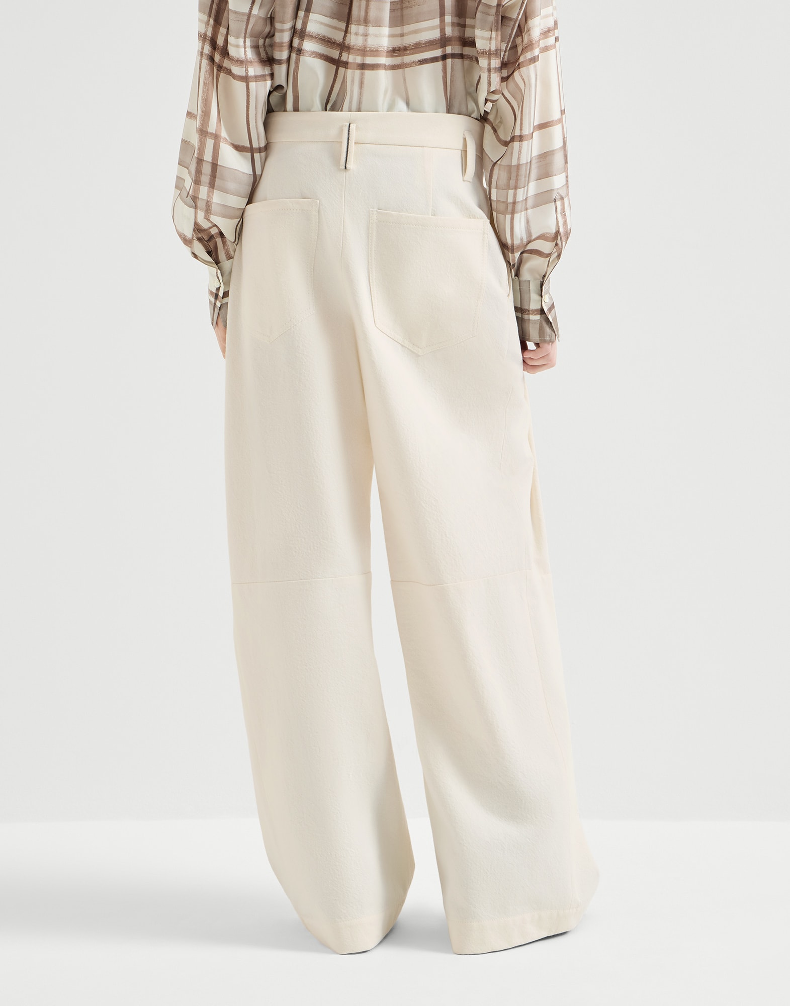 Five-pocket baggy trousers for Woman in Panama | Brunello Cucinelli