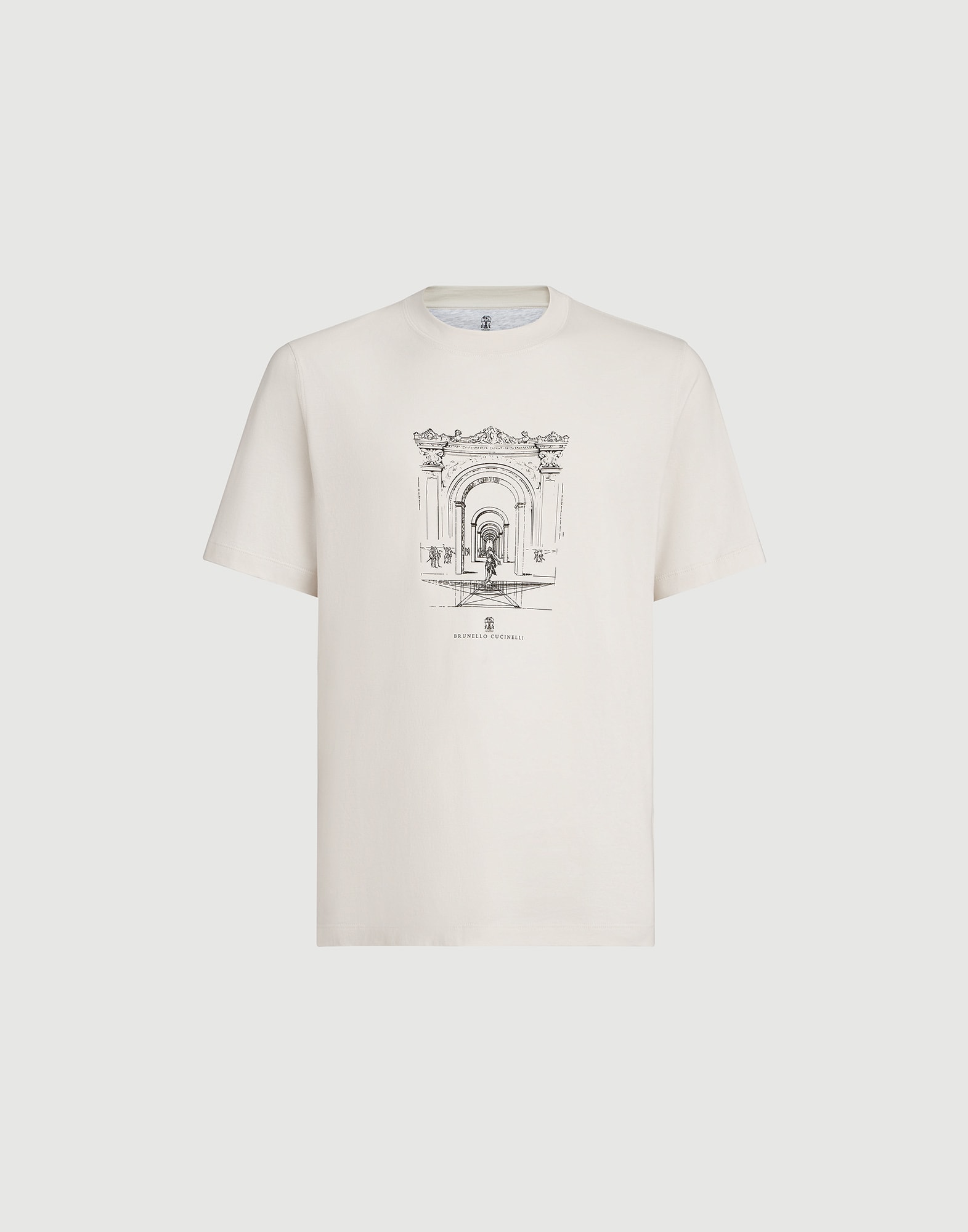 T-shirt with print for Man in White | Brunello Cucinelli