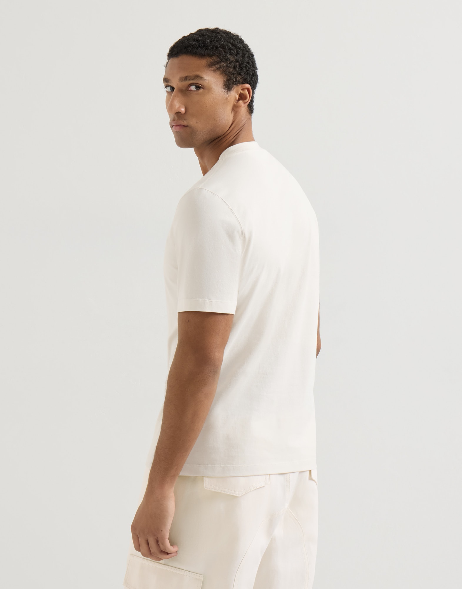 T-shirt with print for Man in White | Brunello Cucinelli