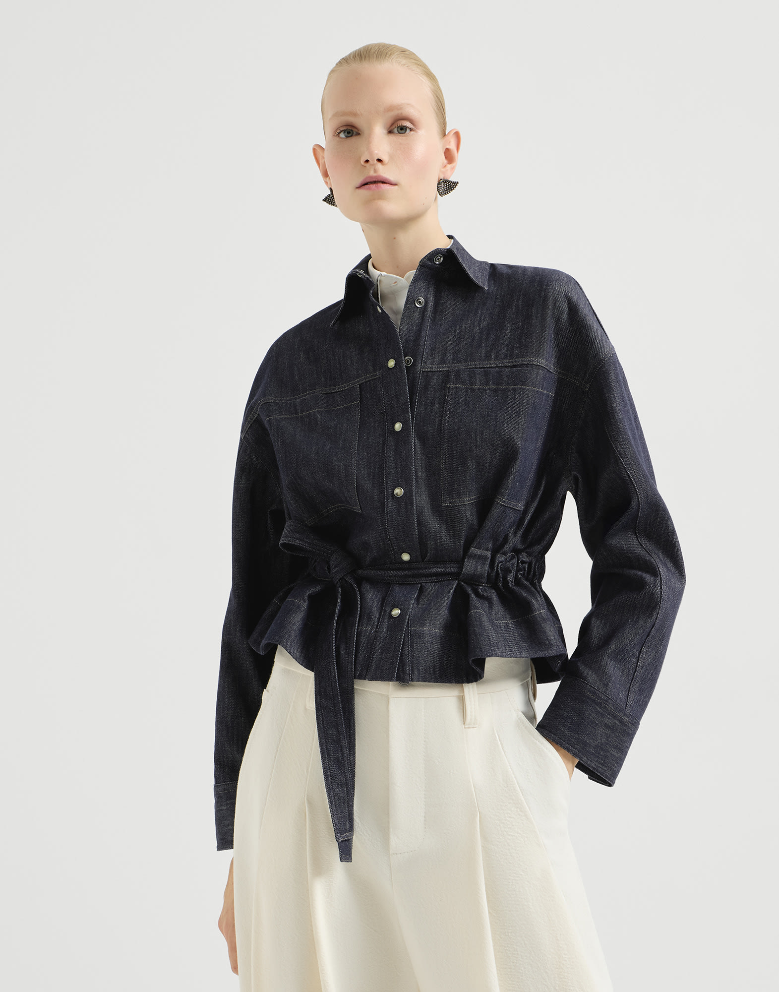 Хлопковая рубашка - Вид спереди - Посмотреть во весь экран