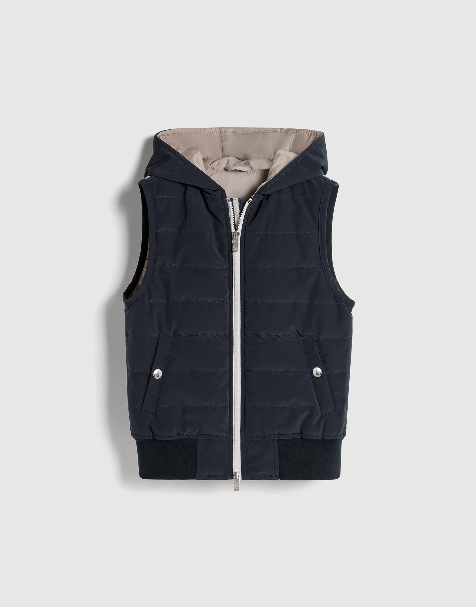 Hooded down vest Blue Boys - Brunello Cucinelli