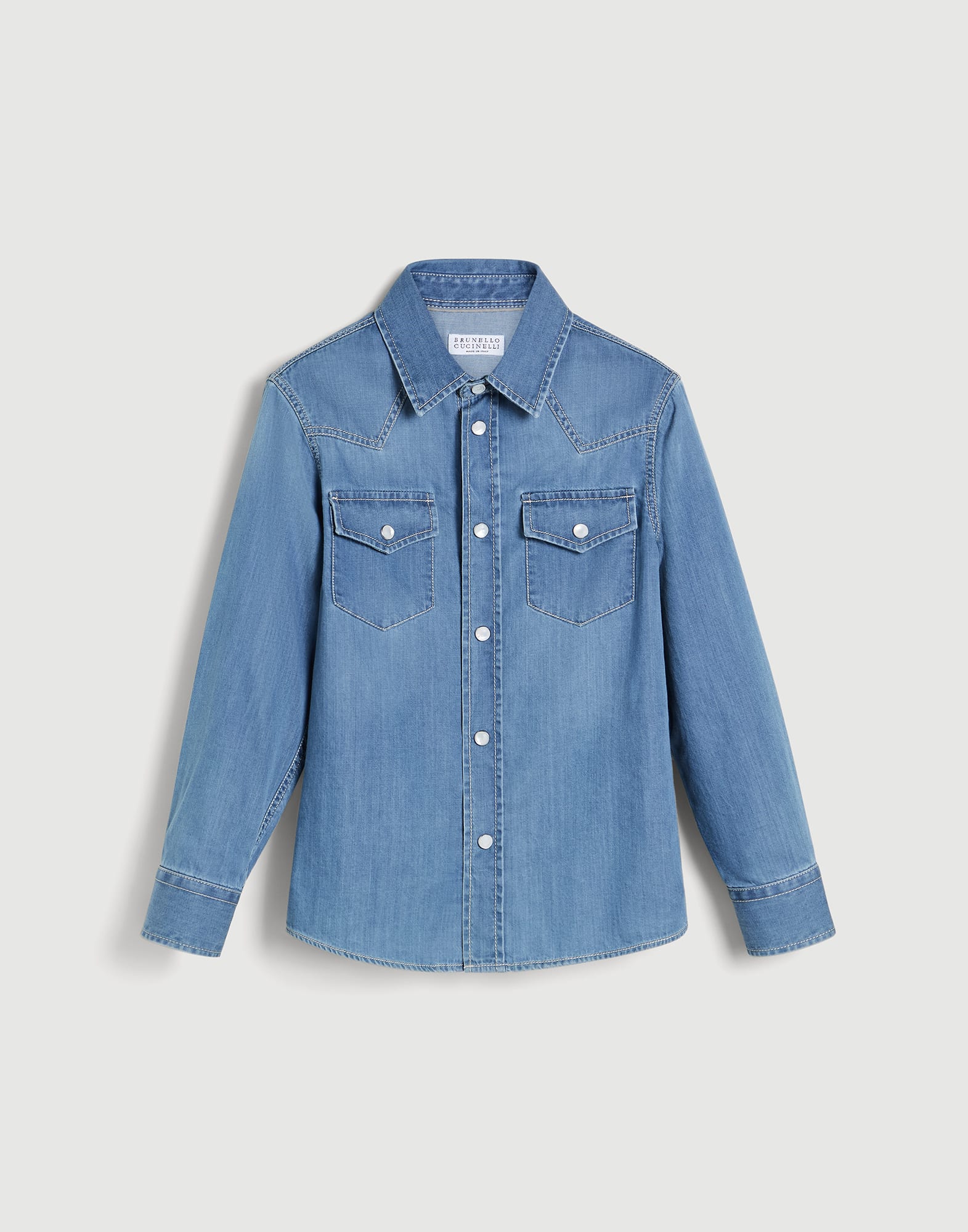 Lightweight denim shirt Light Denim Boys - Brunello Cucinelli