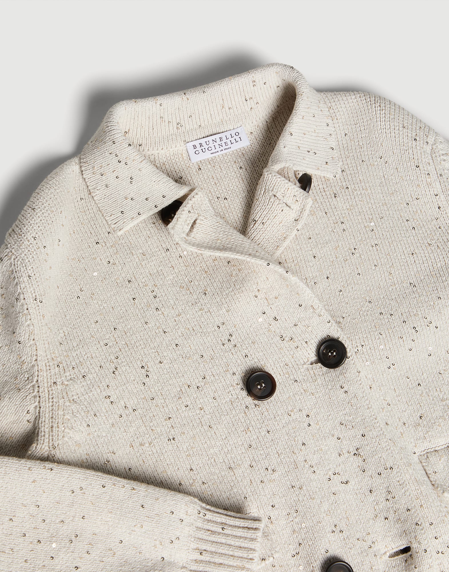 Cotton Diamond yarn cardigan Oat Girls - Brunello Cucinelli