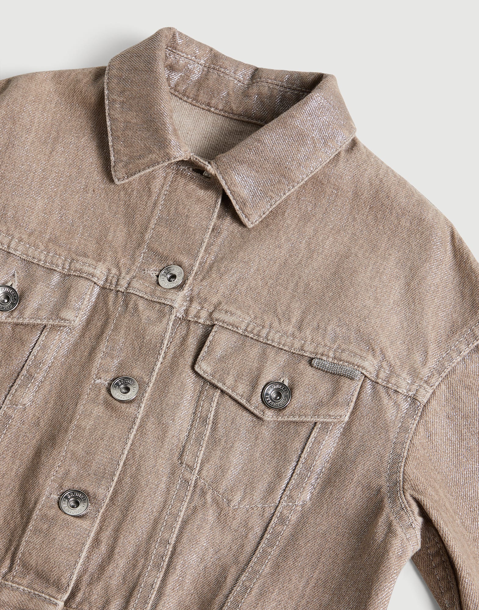 Denim four-pocket jacket Beige Girls - Brunello Cucinelli