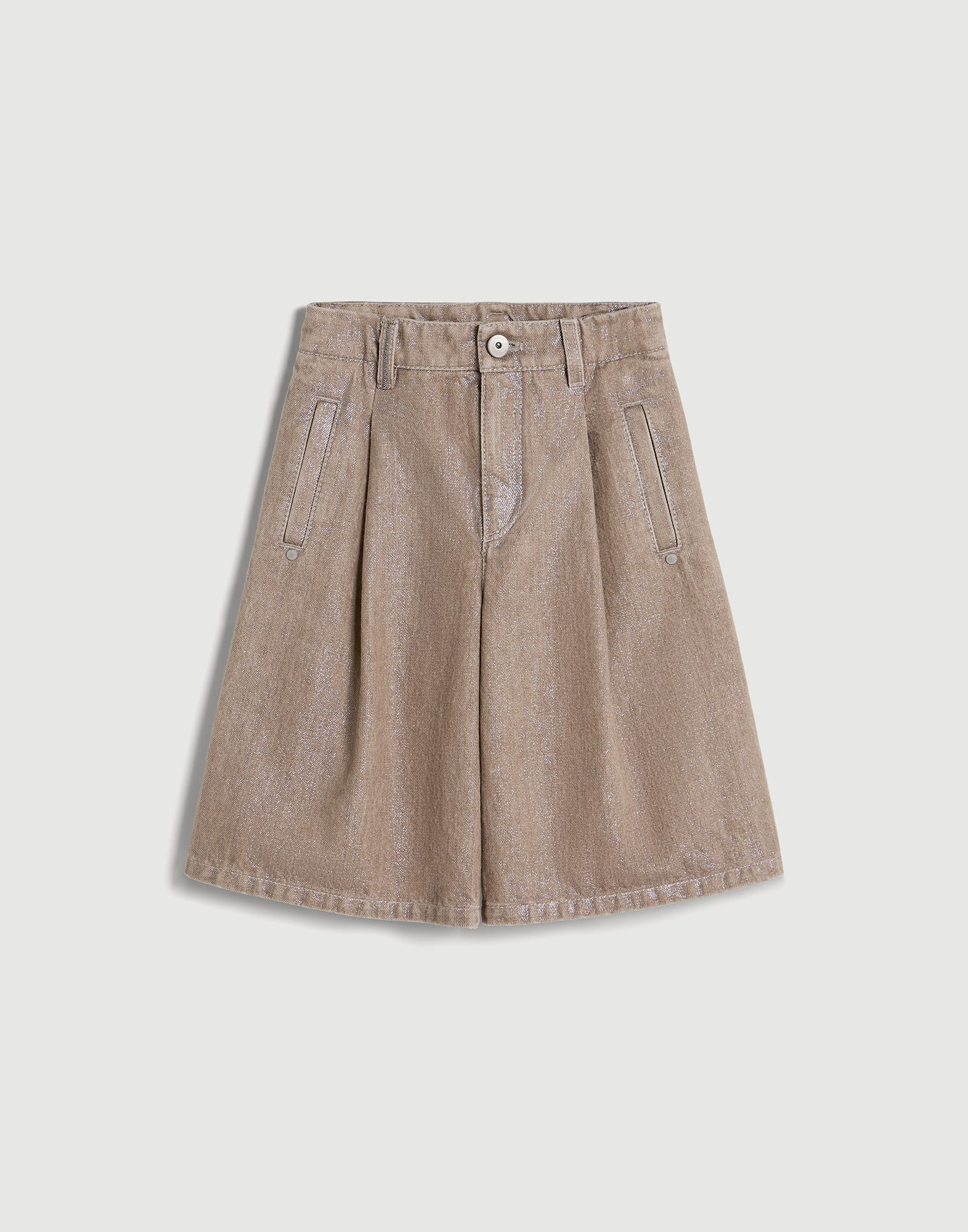 Bermuda Square lam&eacute; con monile Beige Bambina - Brunello Cucinelli