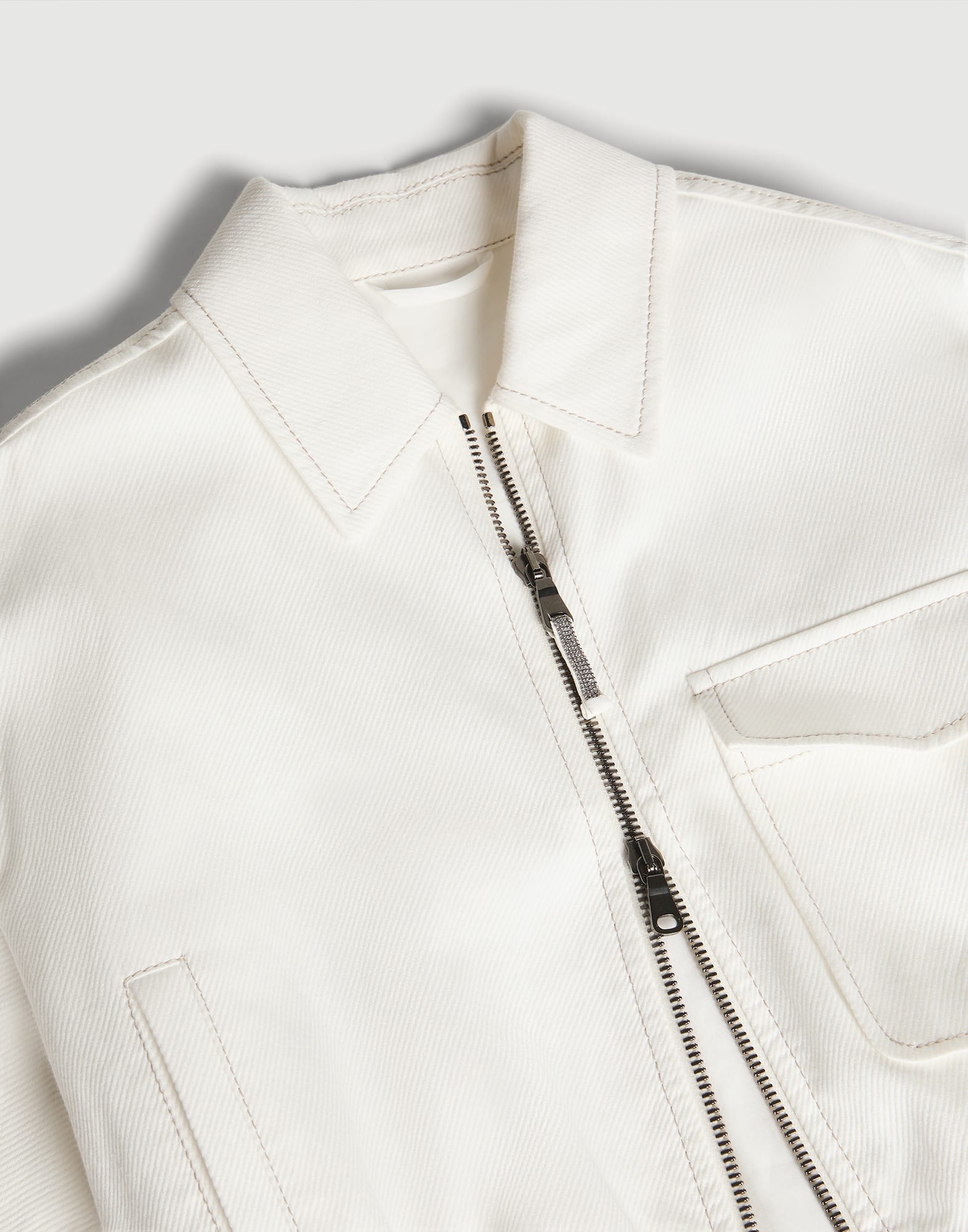 Jacket with Faux-Layering and monili White Girls - Brunello Cucinelli