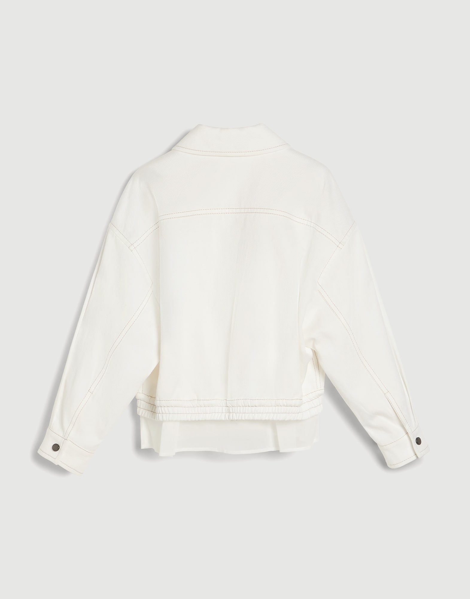 Jacket with Faux-Layering and monili White Girls - Brunello Cucinelli
